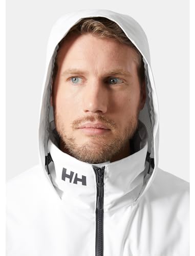 Detalle de Helly Hansen Hombres Chaqueta de capa media con capucha Crew 2 – Blanco, XXL