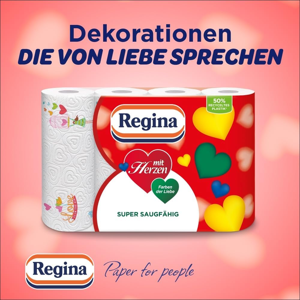 Thumbnail 3 de Regina mit Herzen Haushaltstücher – 32 Rollen-Packung, 43 Blatt pro Rolle, 3-lagig, FSC