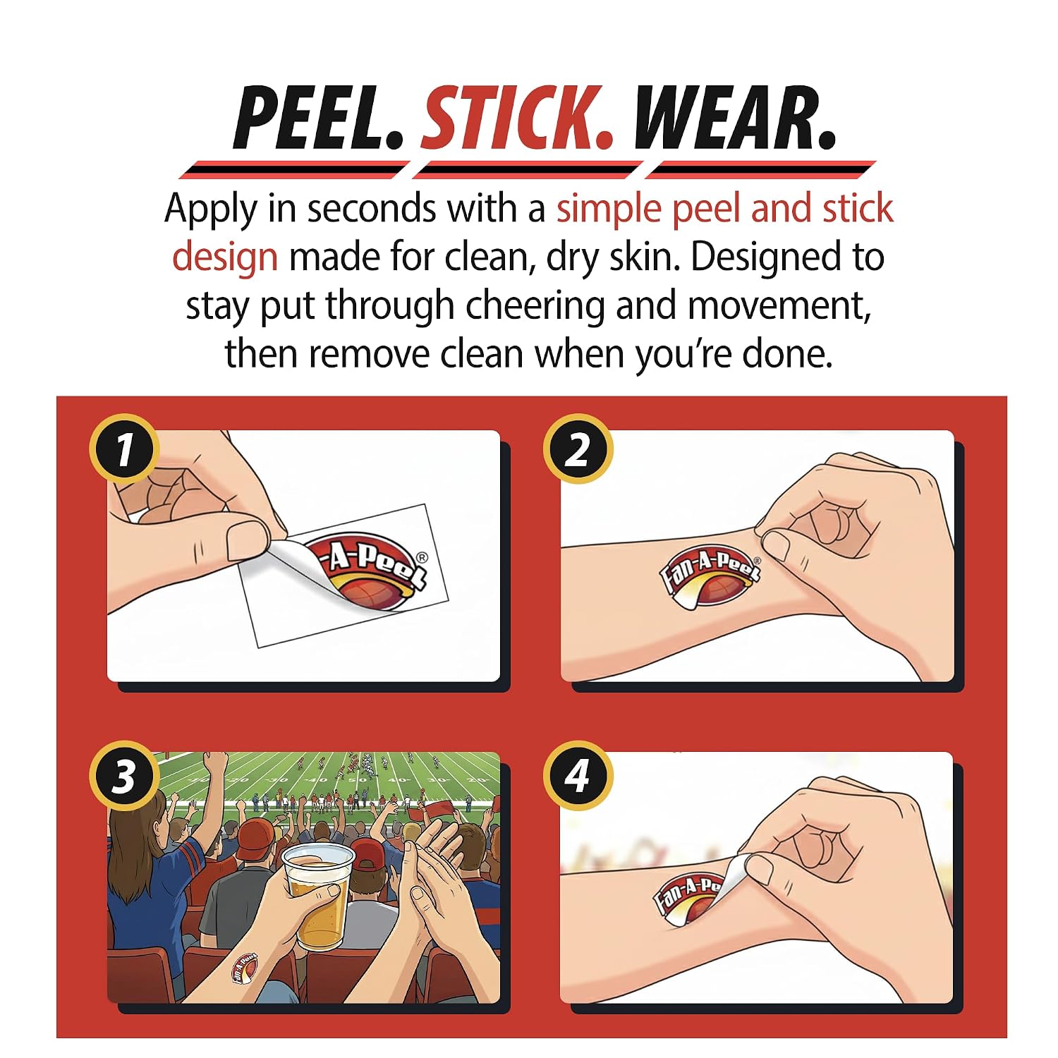 Detalle de Fan-A-Peel Auburn Tigers Waterless Temporary Tattoo, Waterproof Peel-and-Stick