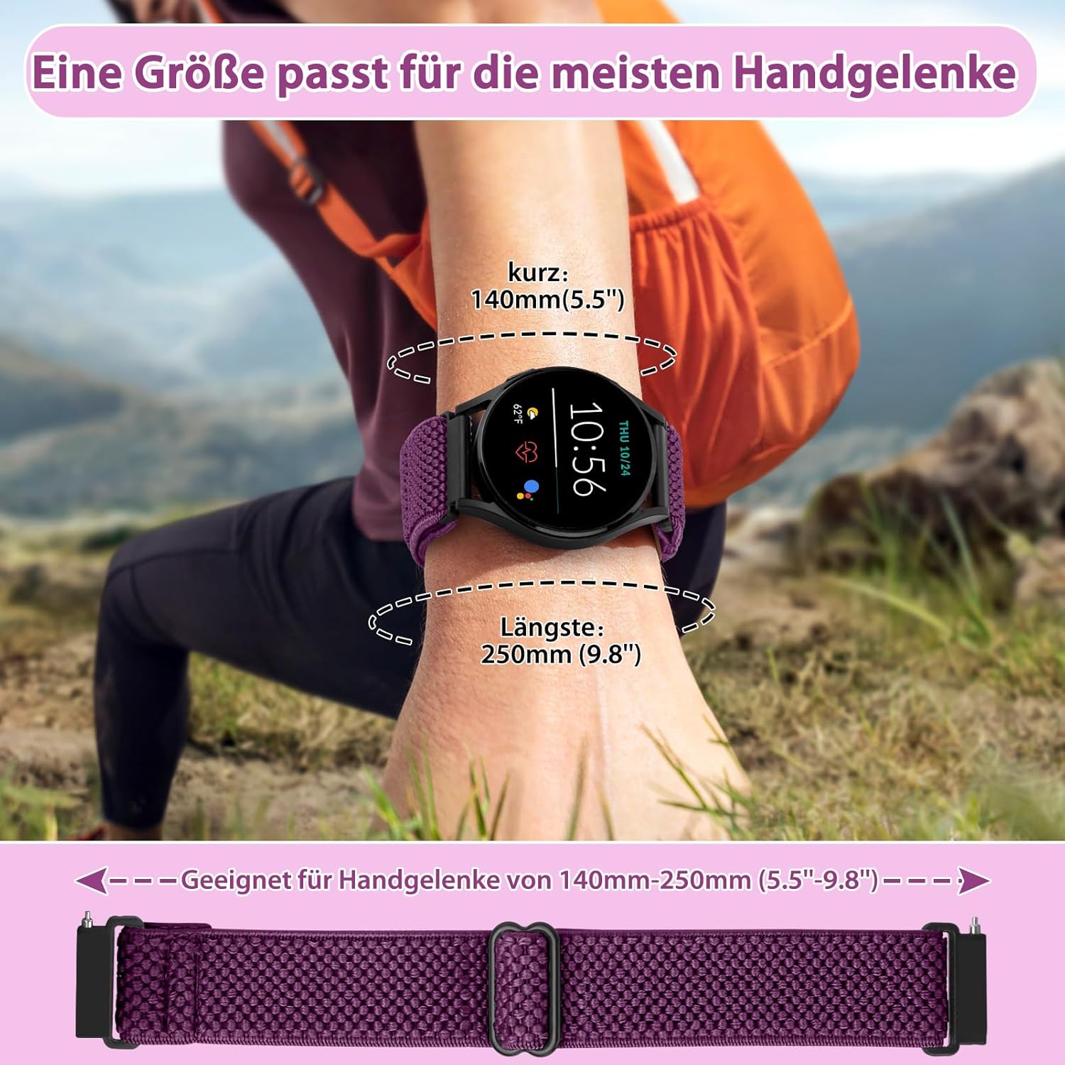 Thumbnail 3 de SHIJZWD Elastische Uhrenarmbänder 24mm – elastisch, verstellbar & atmungsaktiv