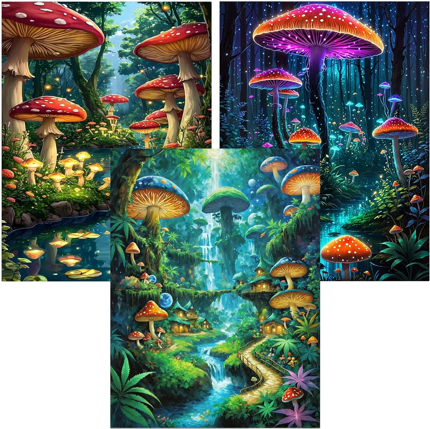Detalle de mrpwnle Mushroom Diamond Painting Kits, 11.8 x 15.7 inch