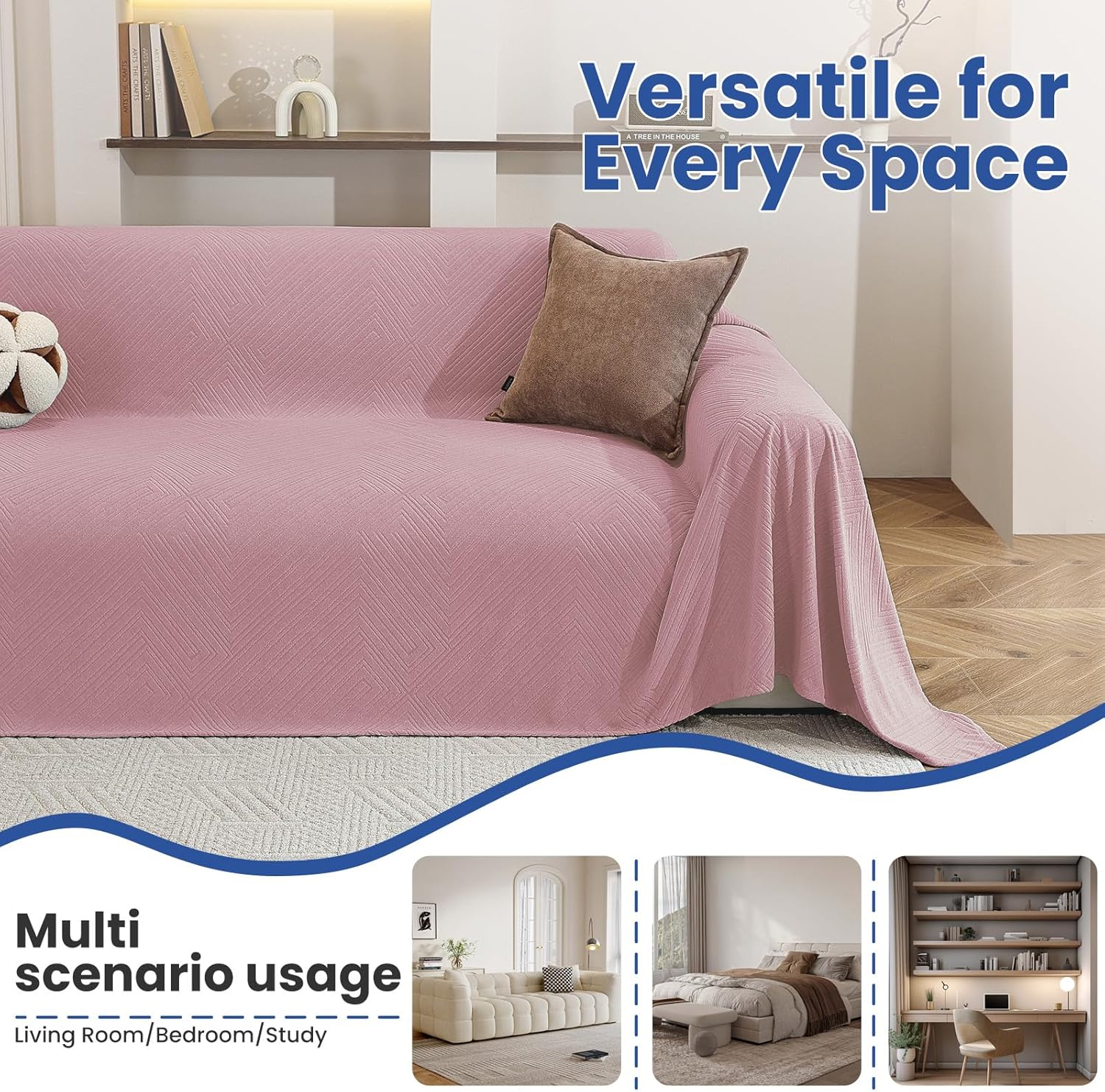 Thumbnail 5 de Ystyle Telo Copridivano Angolare 2 Pezzi – Copri Divano A L Antimacchia Lavabile Rosa 200x300 + 200x340 cm
