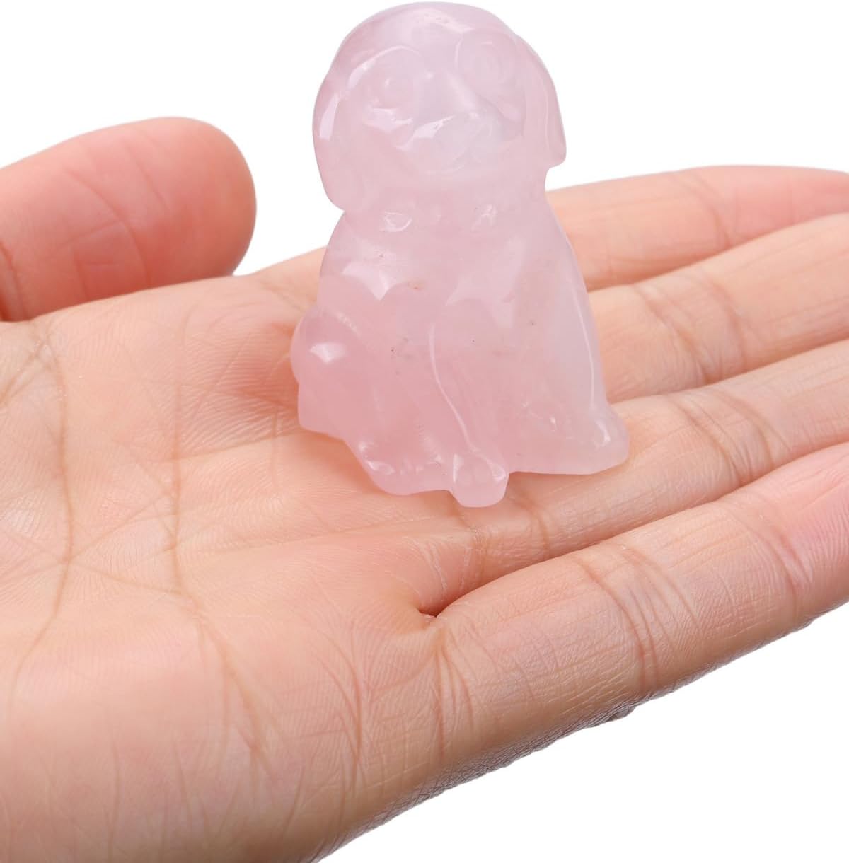 Thumbnail 3 de JSDDE Rose Quartz Crystal Dog Figurine – Hand Carved Healing Gem Ornament for Dog Lovers