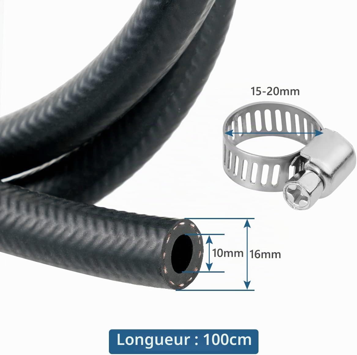 Detalle 2 de URAQT U4-YC-RG1022224-FBA benzineslangset, 1 m, binnendiameter 10 mm