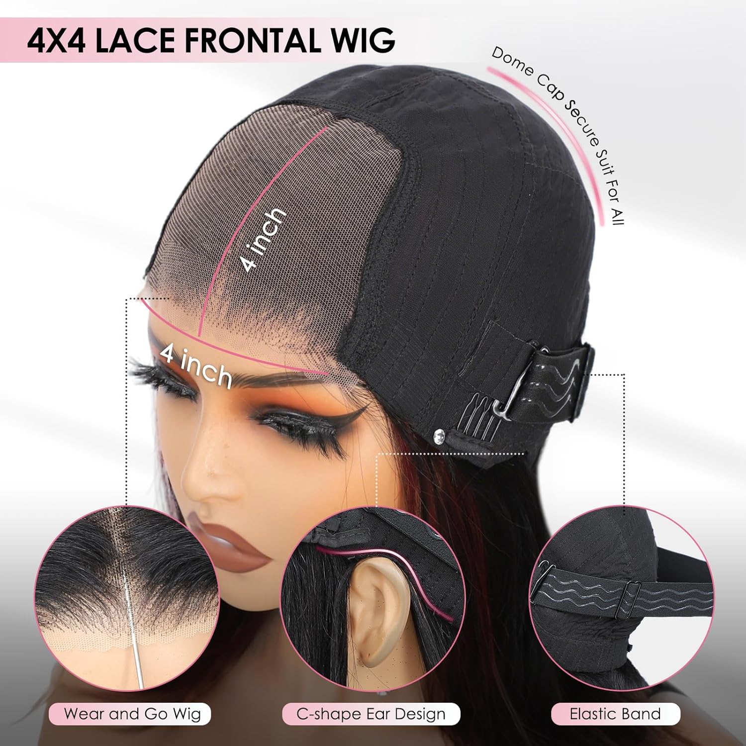 Thumbnail 4 de Perruque Femme Naturelle Highlight 1B/99J Pre Cut Lace Glueless Wig