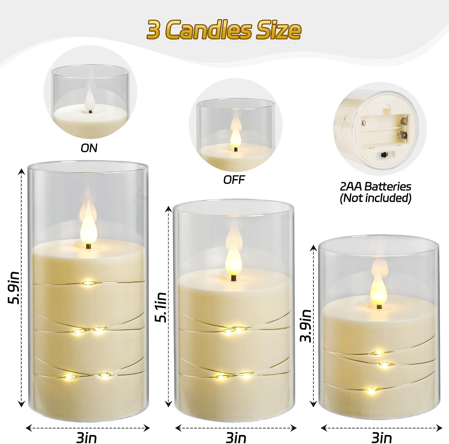 Thumbnail 1 de Da by LED Candles 3-piece flameless set 🕯