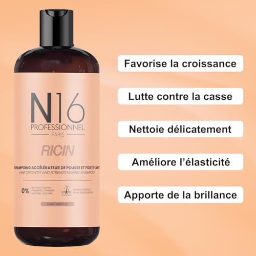 Detalle 2 de Shampooing Bio Ricin N16 professionnel 500 ml — accélérateur de pousse