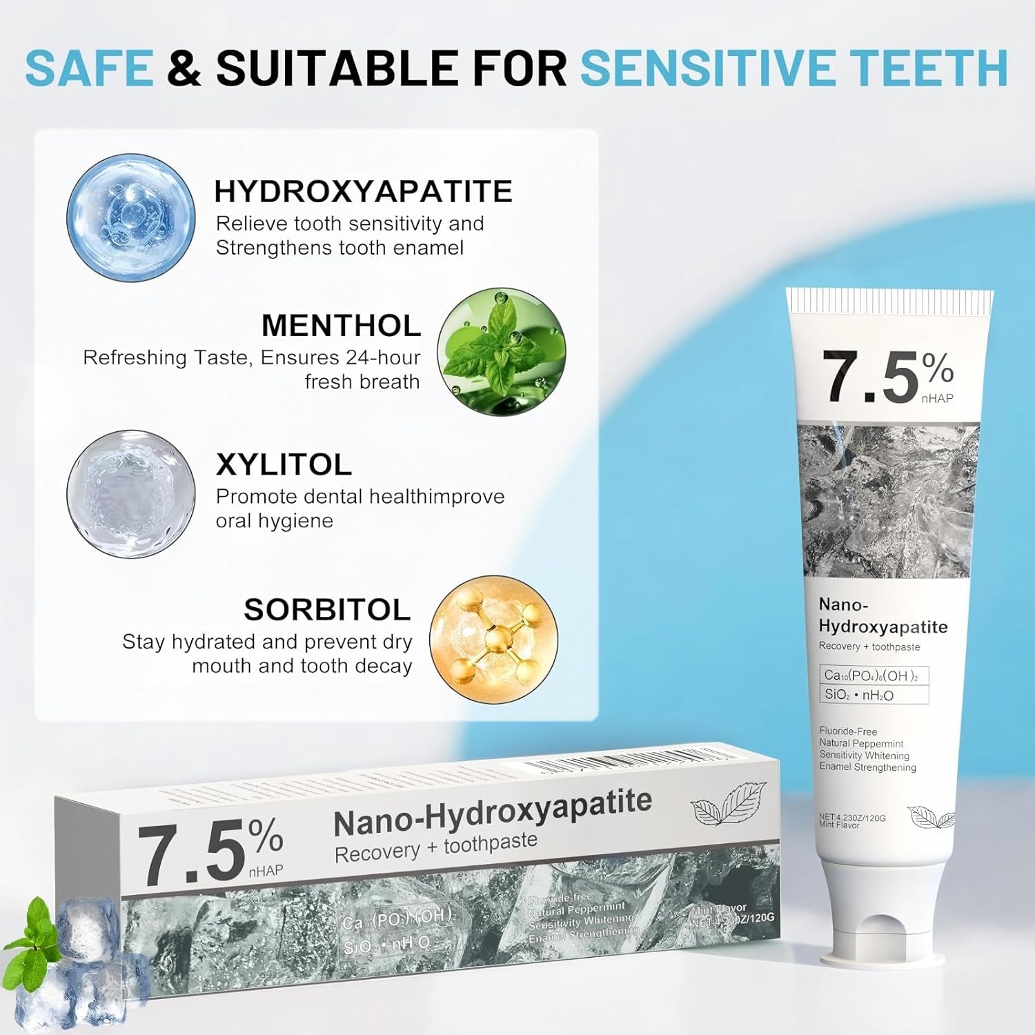Thumbnail 2 de 7.5% Hydroxyapatite toothpaste for enamel care
