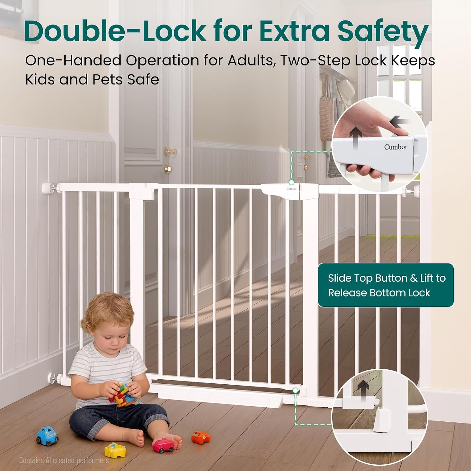 Thumbnail 2 de Cumbor S7V2 Extra-Wide Baby Gate, 30–54-Inch, Auto-Close, Dual Lock