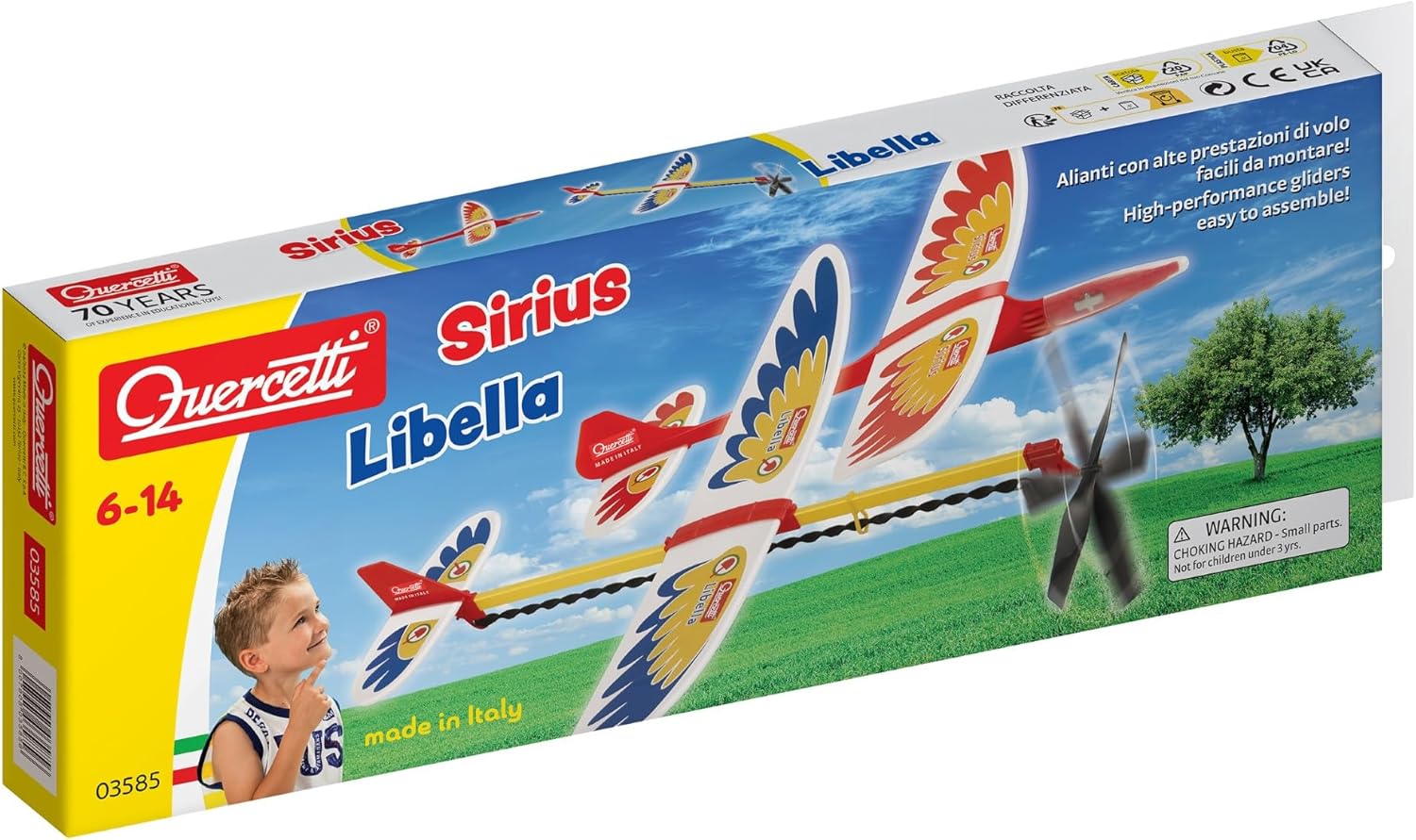 Detalle de Quercetti 3585 Sirius + Libella – Planeurs Enfant, prêt à voler et faciles à assembler