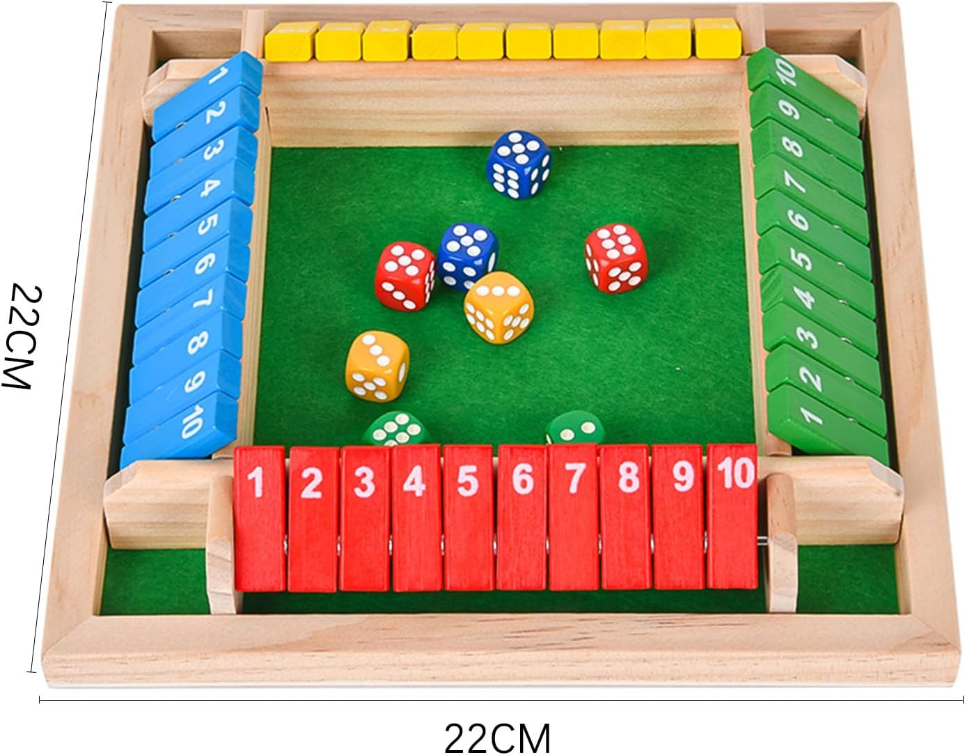Thumbnail 2 de EACHHAHA Shut The Box 4 Joueurs — Jeu de société en bois coloré pour toute la famille