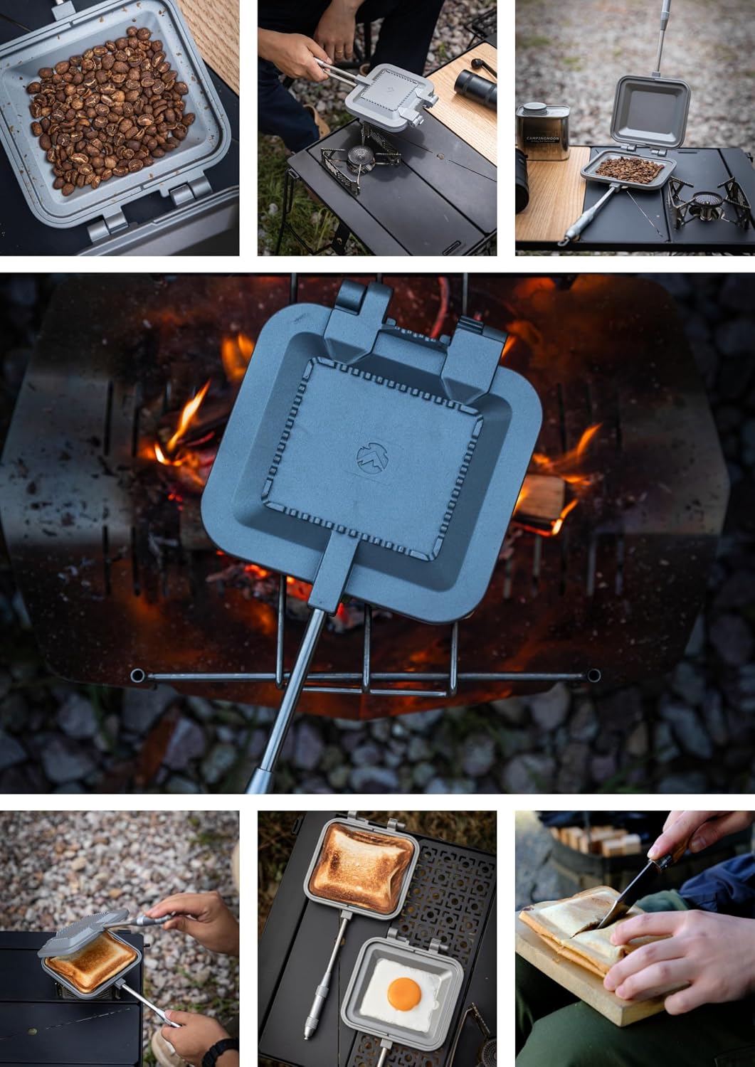 Detalle 2 de CAMPING MOON TT-1315 ホットサンドメーカー シングルバーナー対応・アルミ製