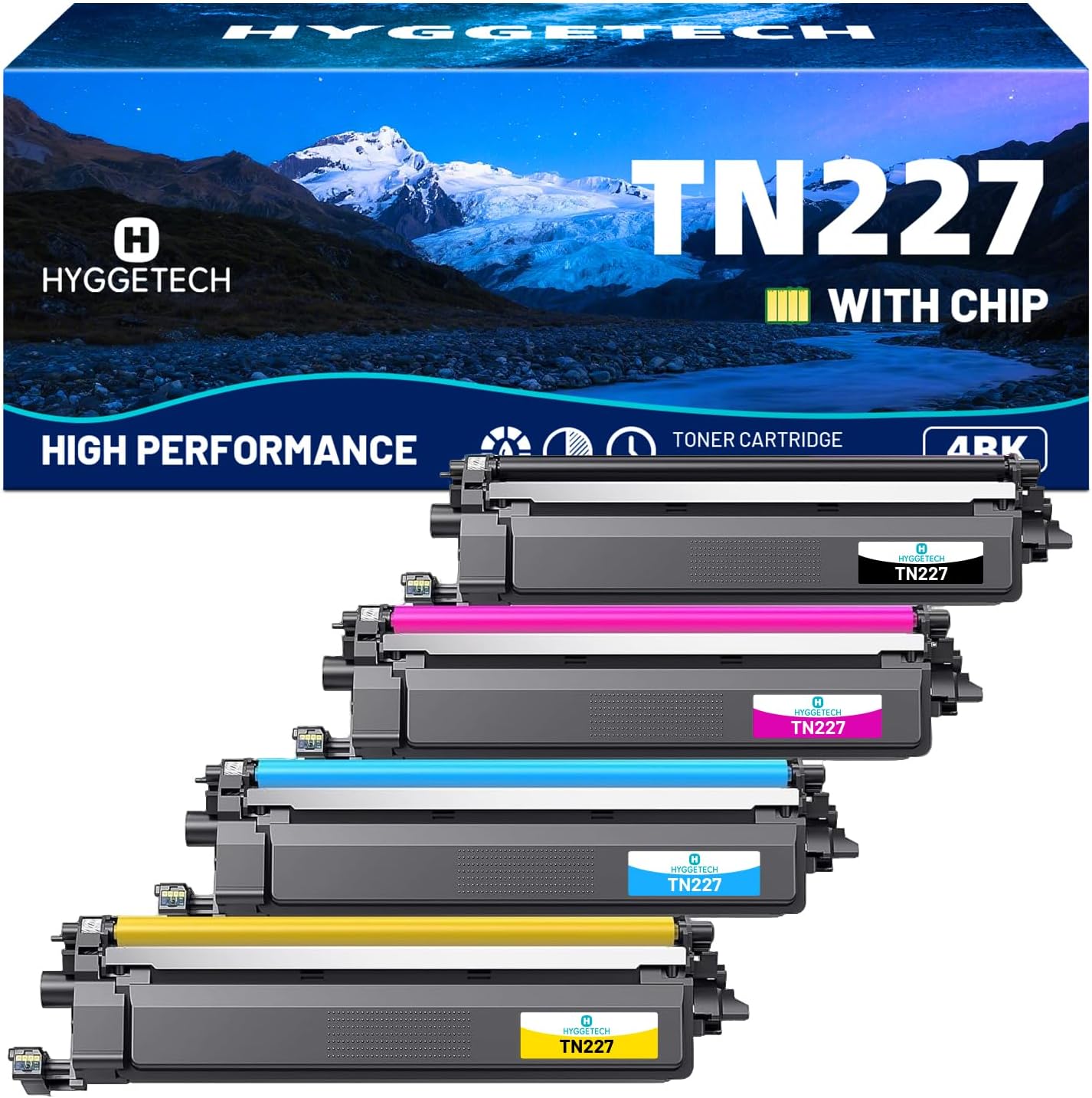 Detalle de Hyggetech TN227 Compatible Toner Cartridges, 4-Pack with Smart Chip