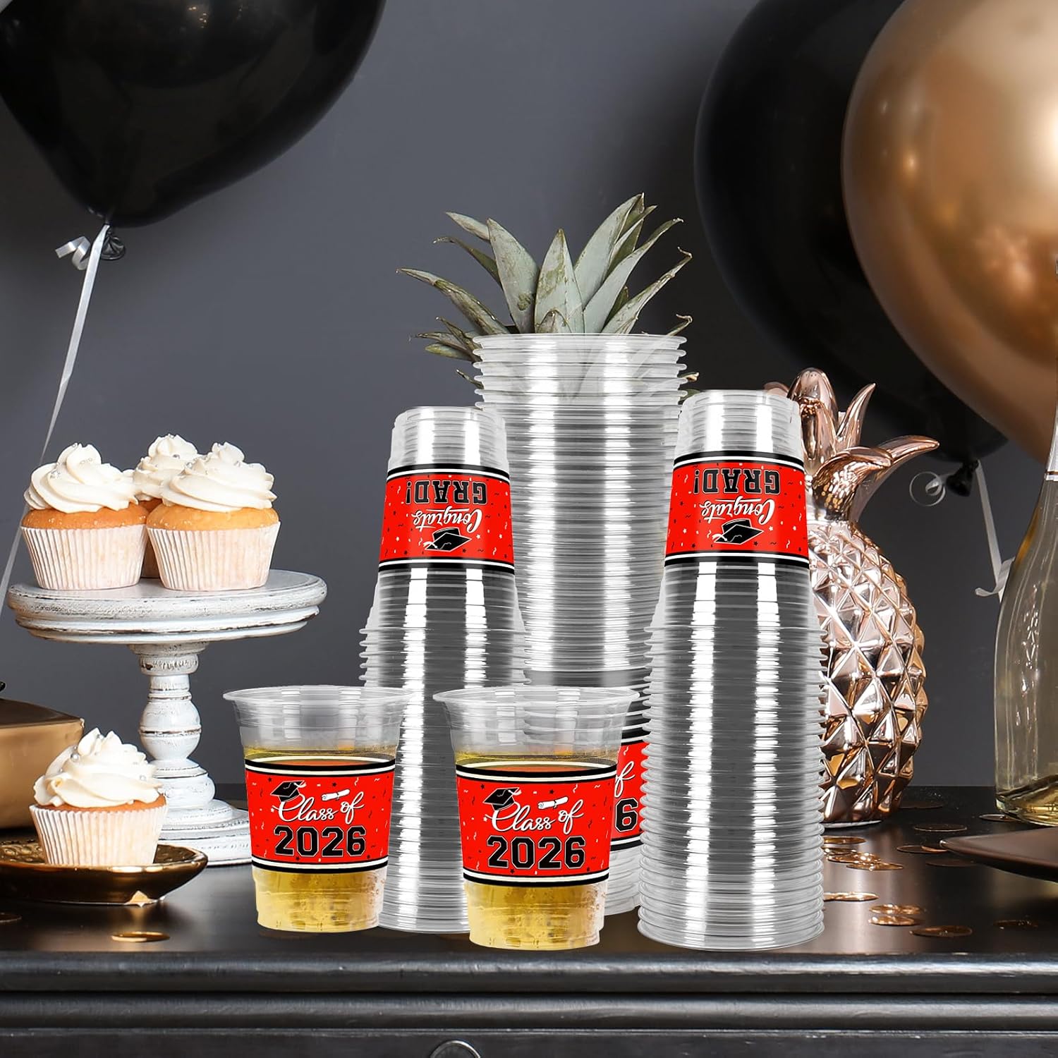 Thumbnail 2 de Gatherfun Class of 2026 Celebration 100-Pack 16oz Red Graduation Plastic Cups