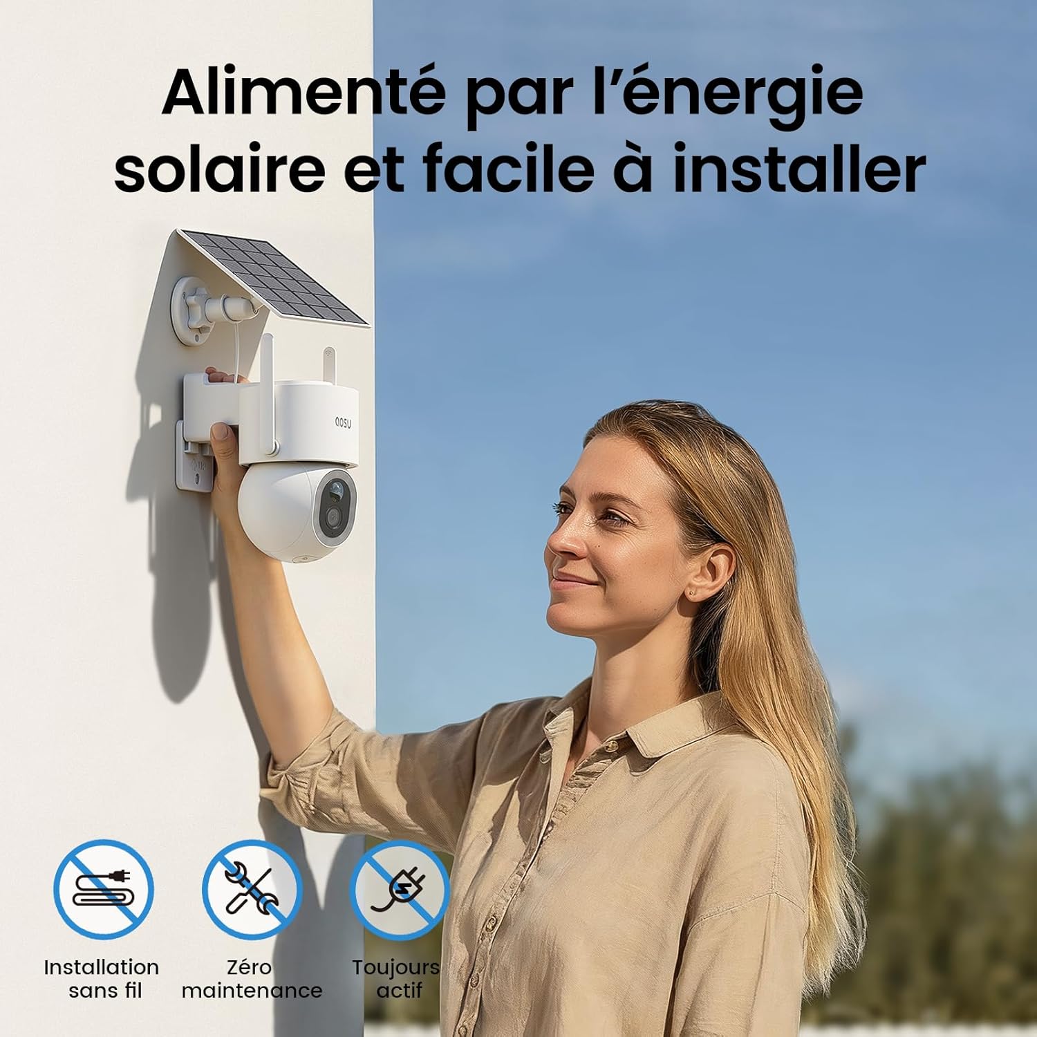 Thumbnail 5 de Aosu Caméra Surveillance WiFi Extérieure Sans Fil 4K 8MP avec Panneau Solaire – PTZ 360°, Détection PIR et Vision Nocturne en Couleur