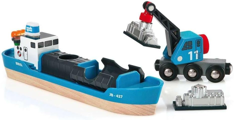 Detalle 2 de BRIO 33534 containerschip met kraanwagen en magnetische ladingen