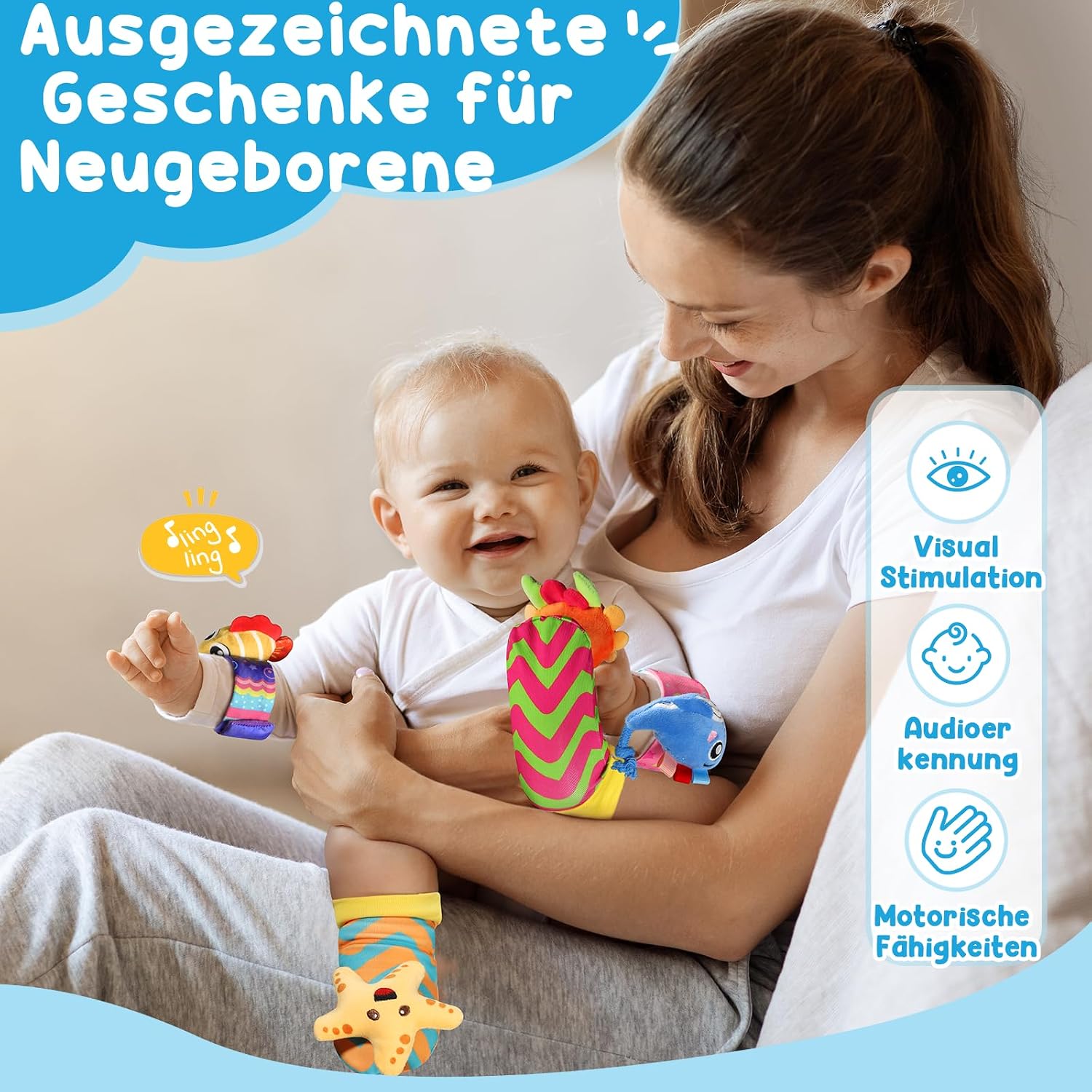 Thumbnail 6 de URMYWO 4Pcs Rassel Baby Socken