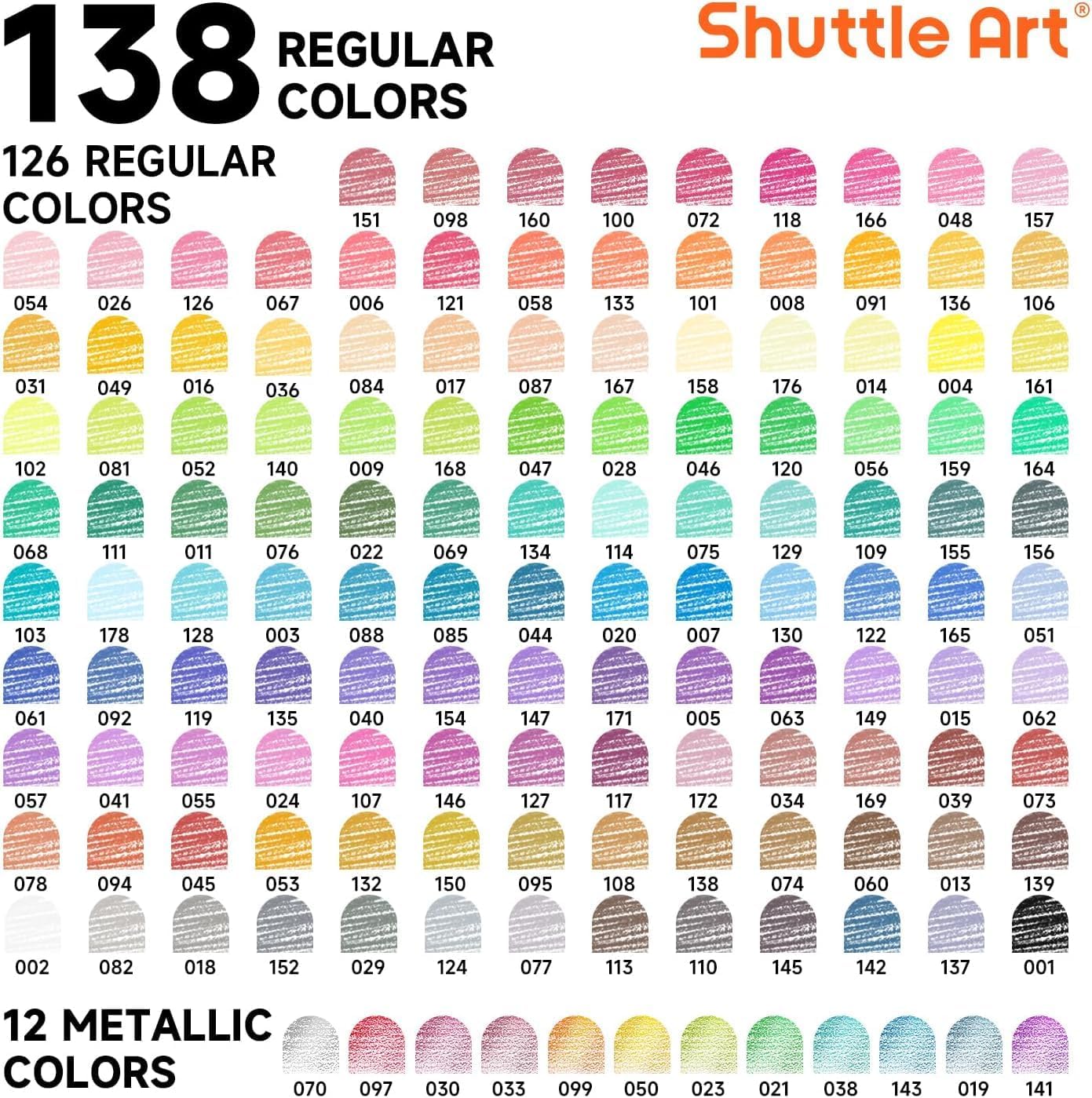 Thumbnail 1 de Shuttle Art 138 Colours Professional Soft Core Colouring Pencils Set (with colouring book, sketch pad & metal case)
