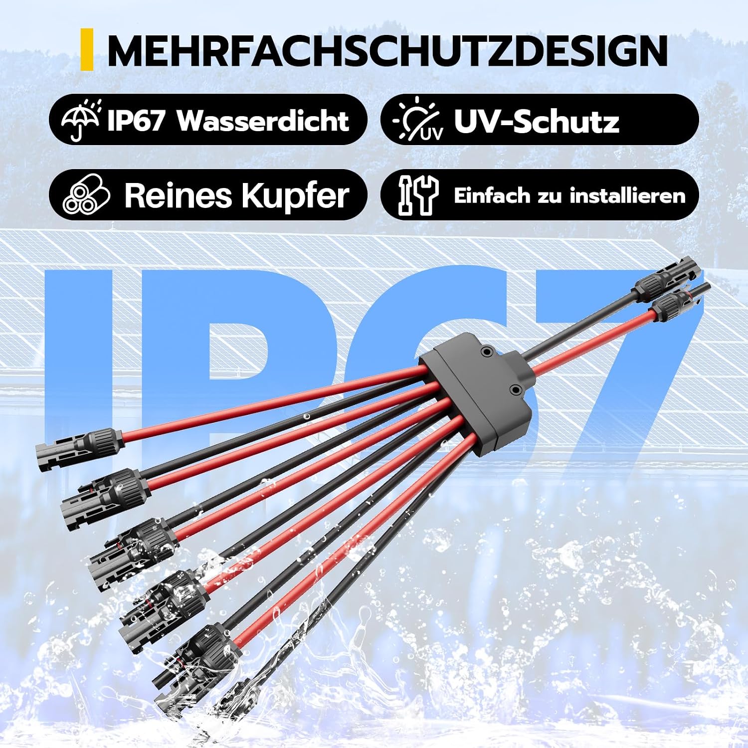 Thumbnail 6 de WSPIHO Y-Verteiler & Solarkabel-Verteiler 2–10 Wege, 30A DC 1000V, MMF/FFM Photovoltaik Stecker – für Solaranlagen
