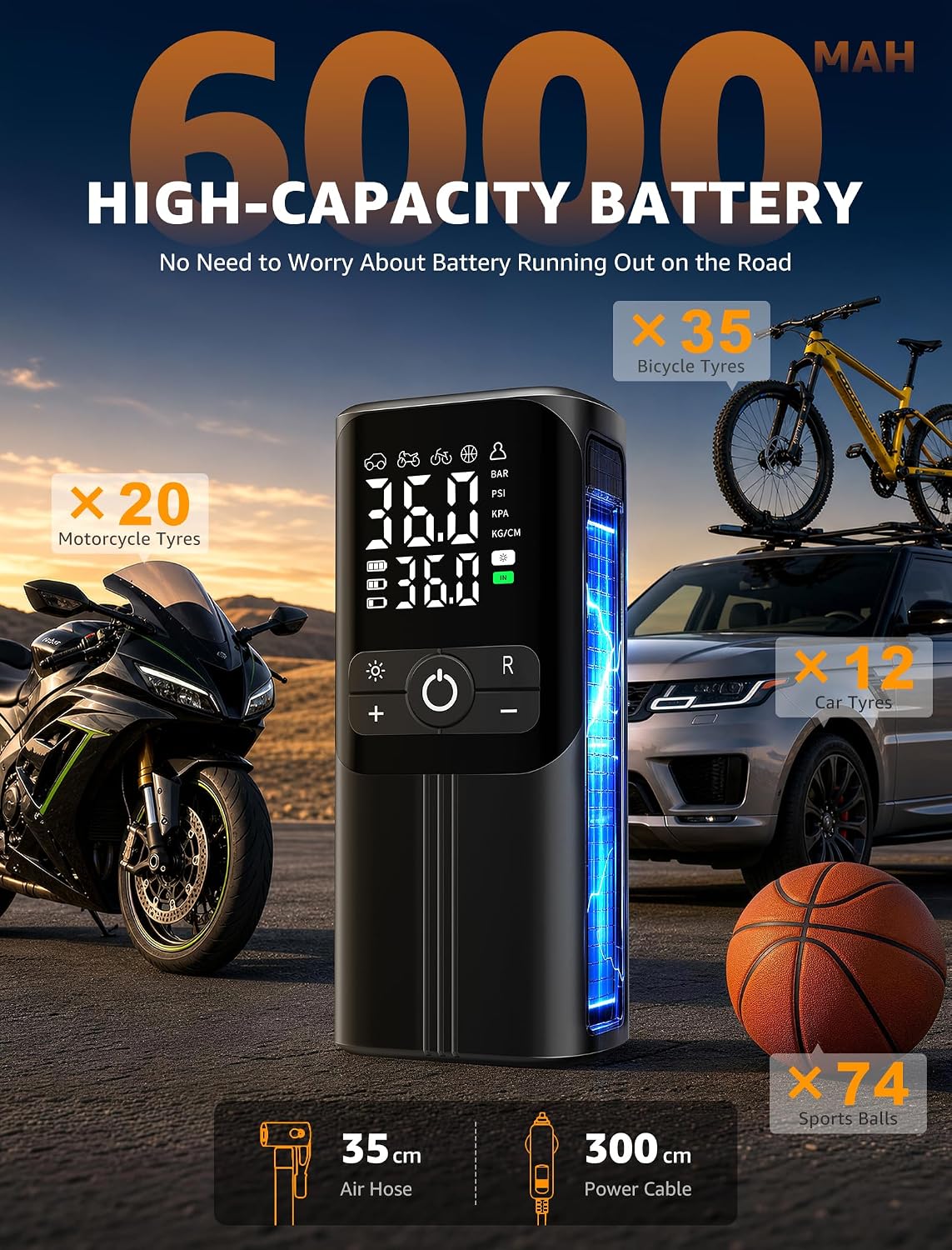 Thumbnail 2 de Demlaies Cordless Tyre Inflator with 6000mAh Battery and 150 PSI