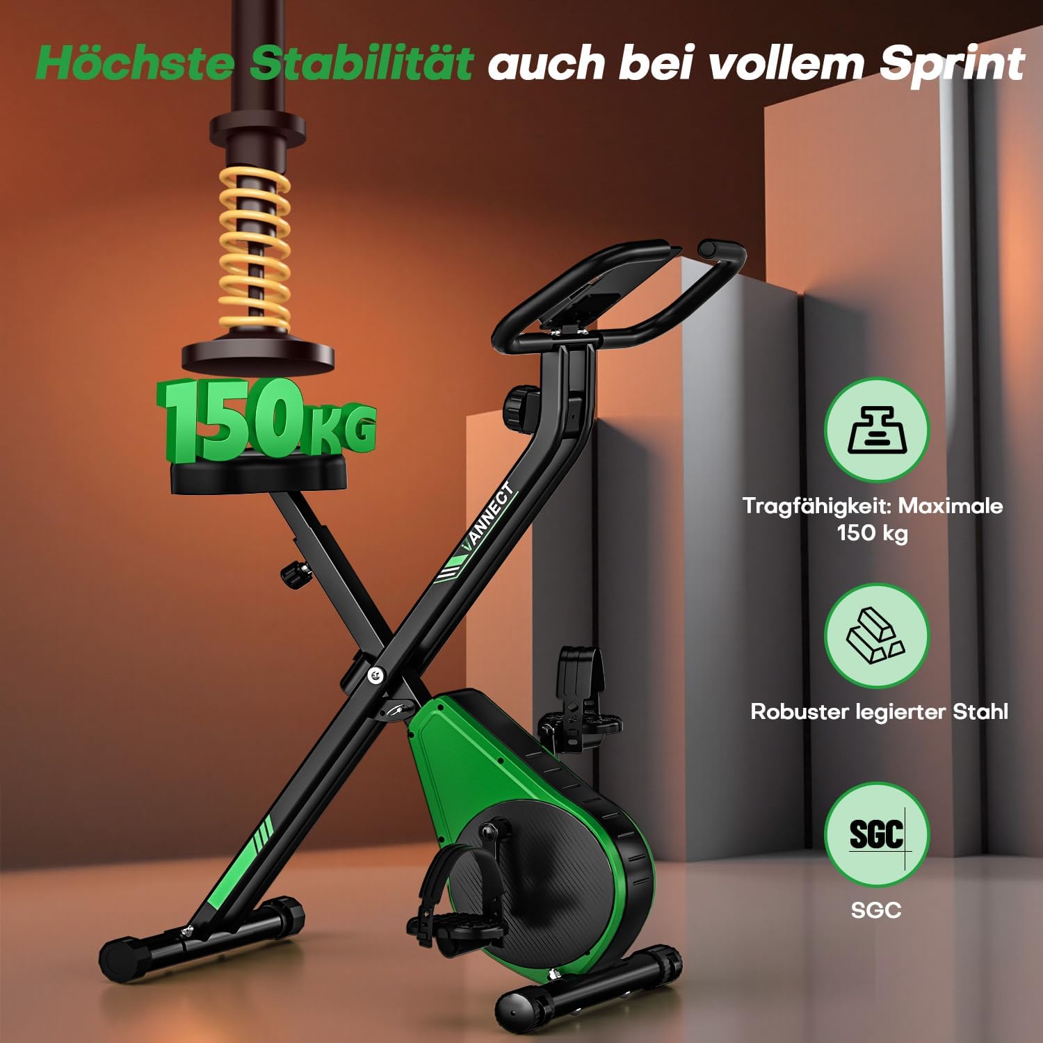 Thumbnail 2 de VANNECT Heimtrainer Fahrrad Klappbar mit 16 Stufen Magnetwiderstand