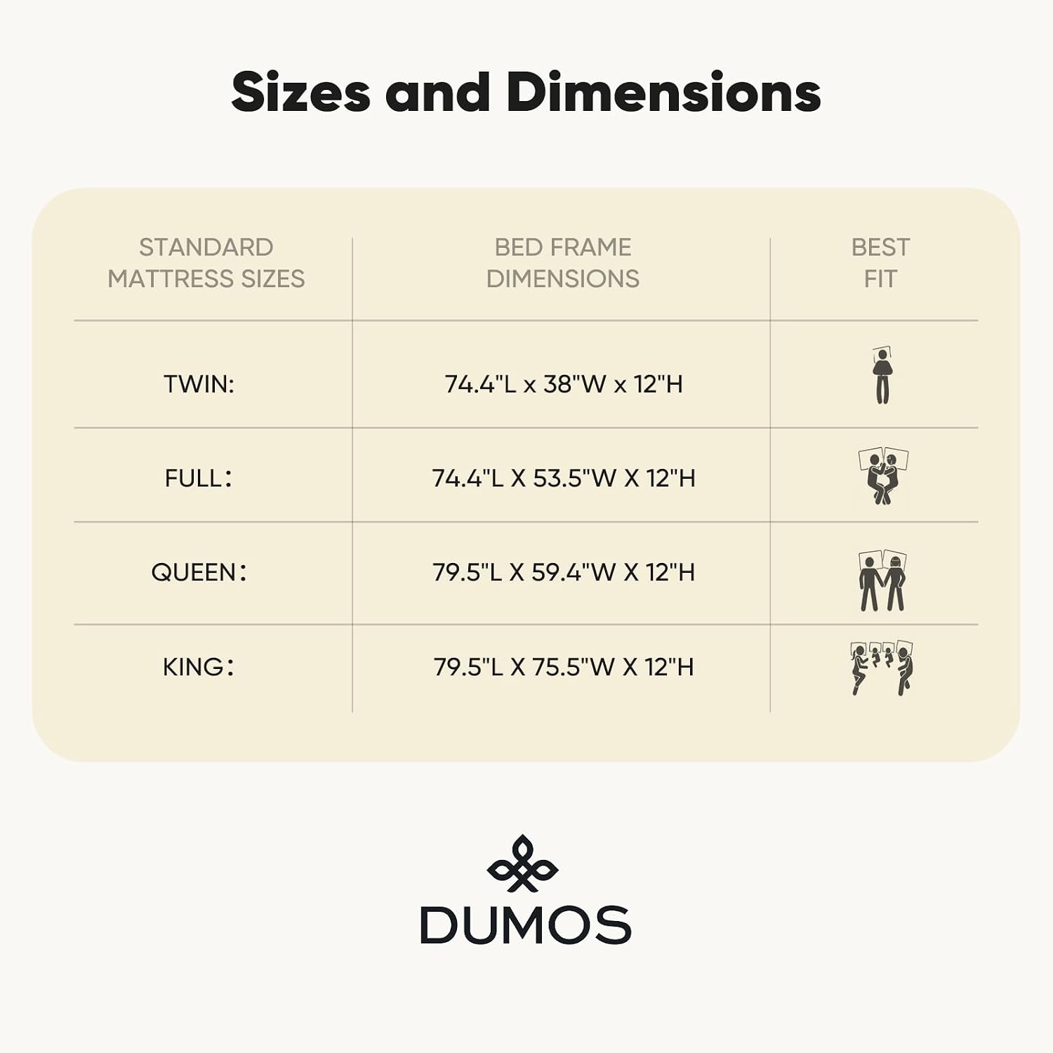 Thumbnail 6 de DUMOS Full Size Bed Frame, 12-inch