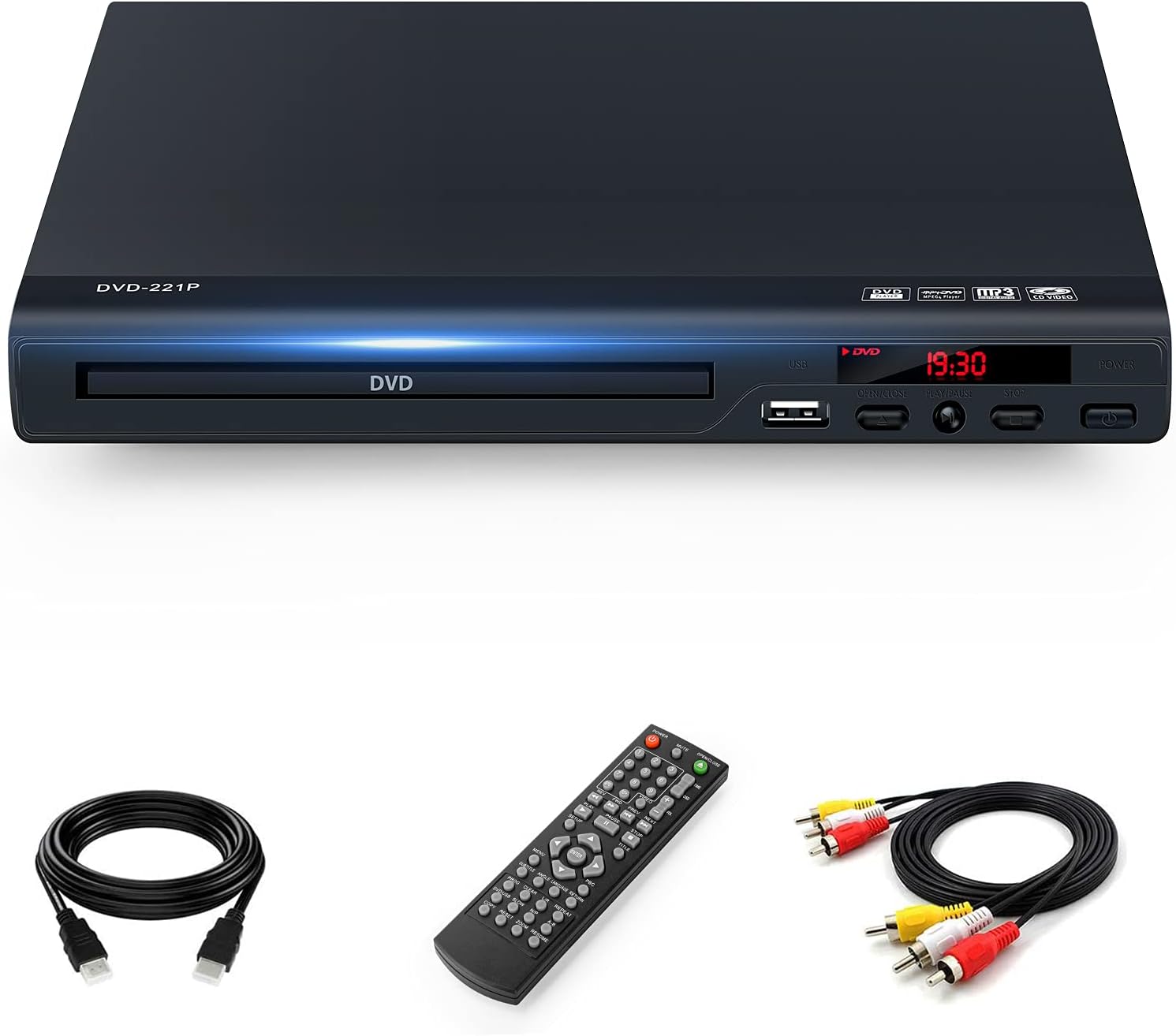 Detalle de Full HD 1080p Upscaling DVD Player with HDMI Output (All-Region Free), USB Port, Remote & AV/HDMI Cable Included