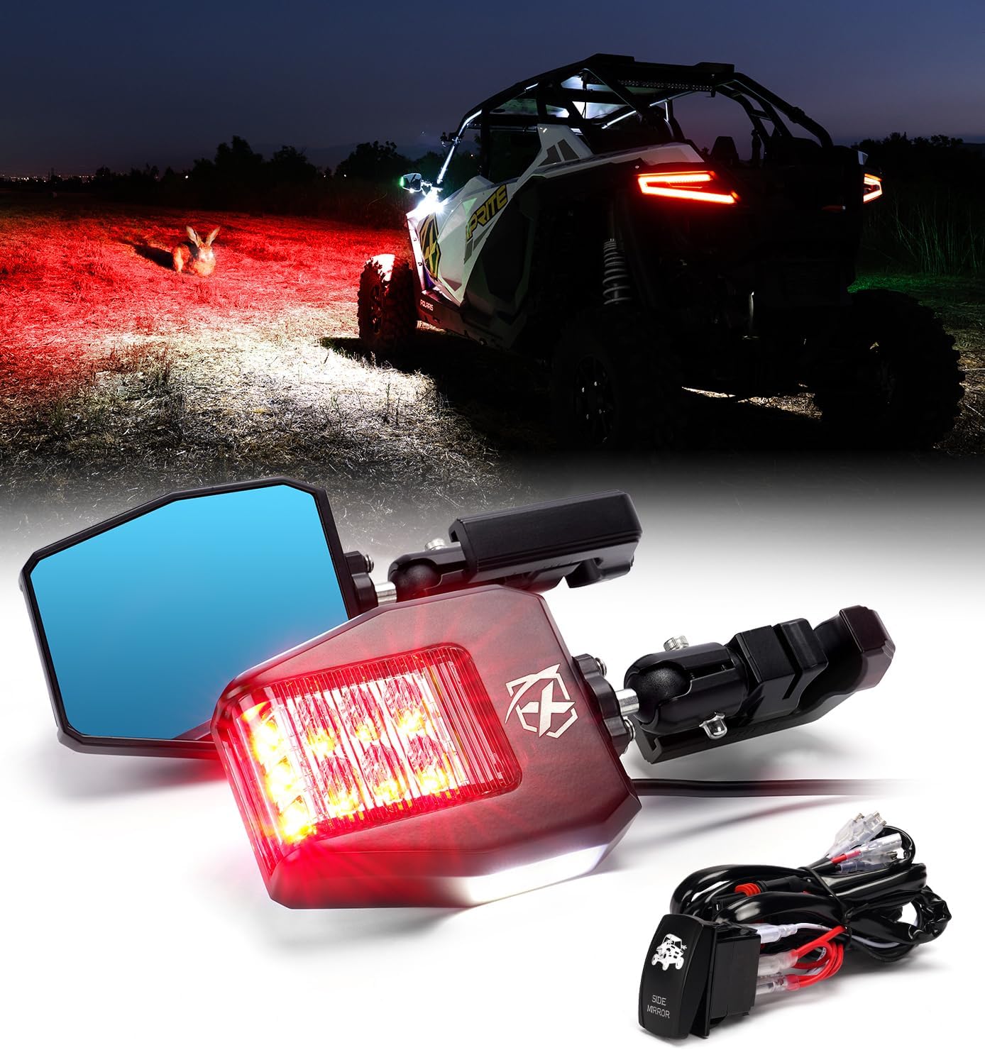 Detalle de Xprite UTV Side Mirrors with Aluminum Housing