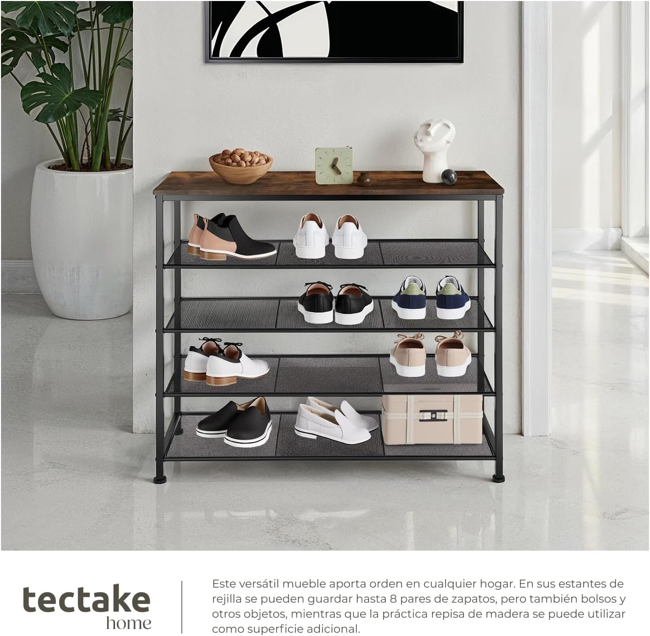 Thumbnail 3 de TecTake Zapatero Madera Industrial 100x30,5x93 cm