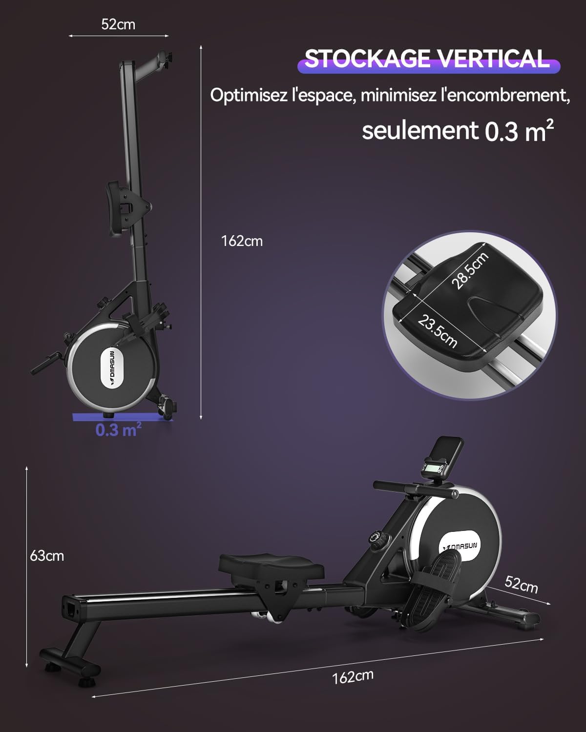 Thumbnail 5 de DMASUN Rameur Musculation 16 Niveaux Magnétique