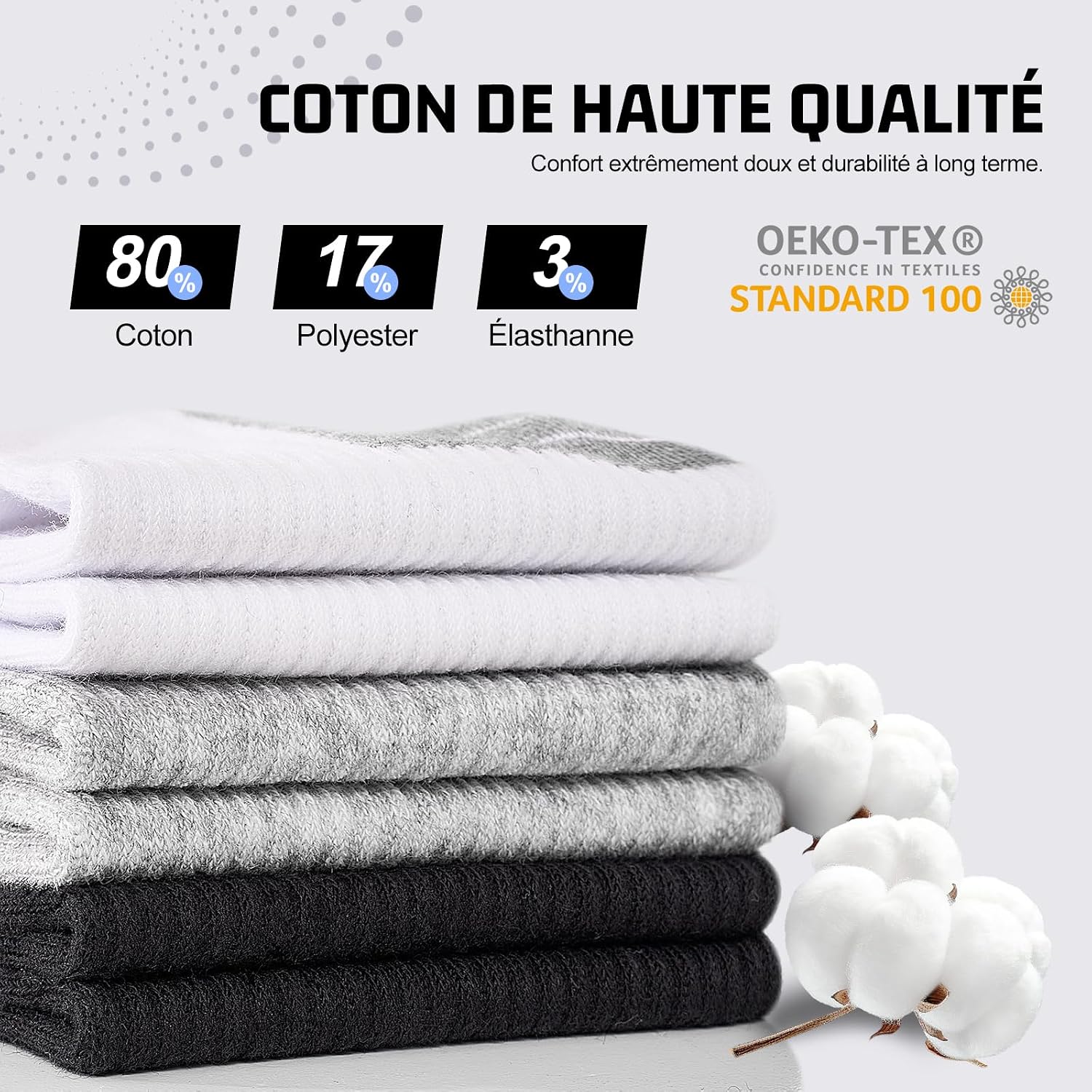 Detalle de Effeet 10 Paires Chaussettes Basses Homme Femme – Coton Respirant, Antidérapantes, Sport Unisexe
