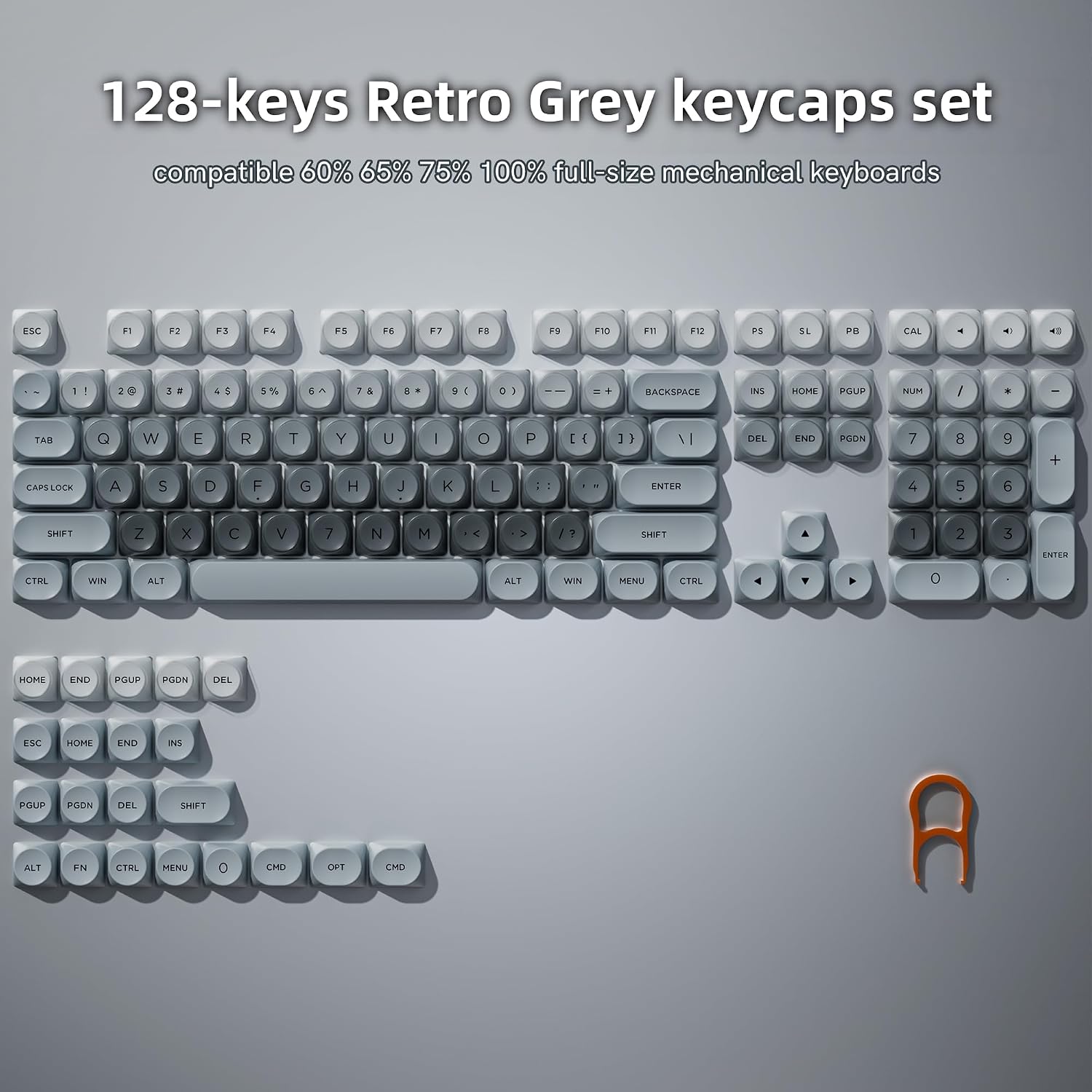 Thumbnail 1 de dagaladoo Grey MOA Jelly Keycaps, 128-Key PBT and PC Dye-Sublimation Set