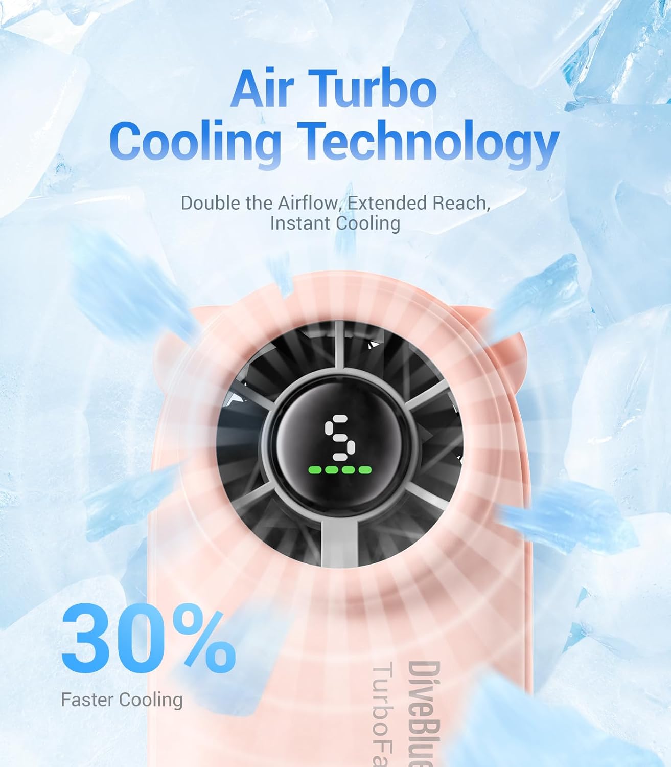 Thumbnail 2 de Diveblues Portable Handheld Turbo Fan – 4000mAh Rechargeable Pocket Fan with 5 Speeds