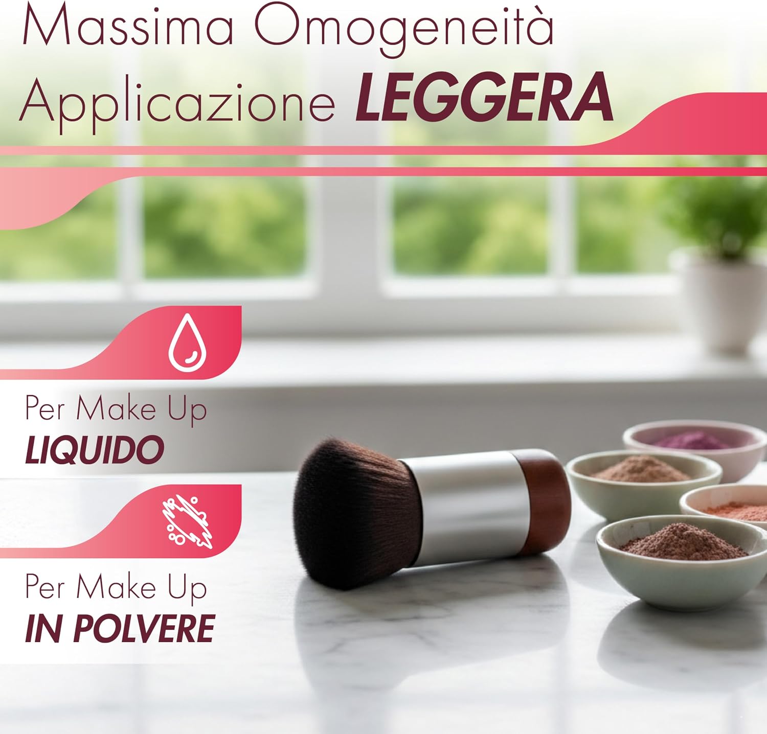 Detalle 2 de Pennello Fondotinta Kabuki Professionale: applicazione uniforme e finitura naturale