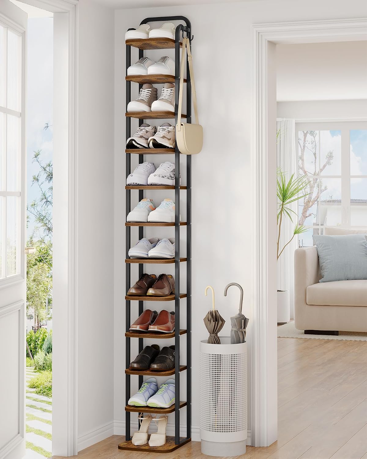 Thumbnail 1 de Hzuaneri SR51201B Étagère à chaussures 12 niveaux marron rustique