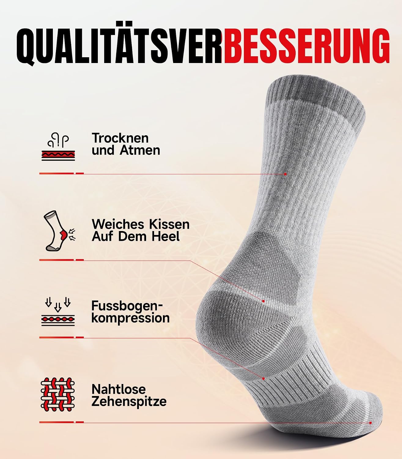 Detalle de PULIOU Merino Socken Thermosocken 3 Paar