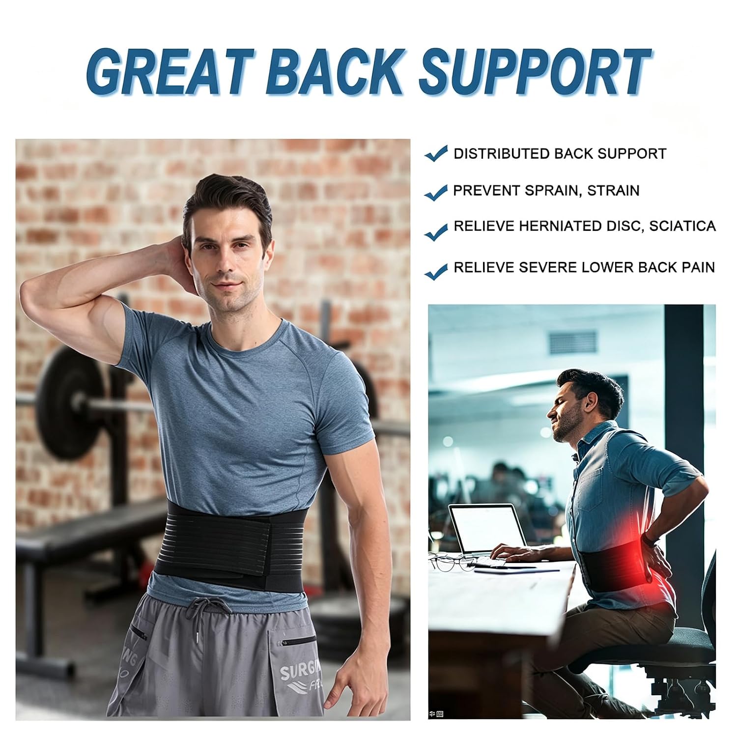 Detalle de Paskyee P488 Back Brace with Six Support Stays and Breathable Mesh