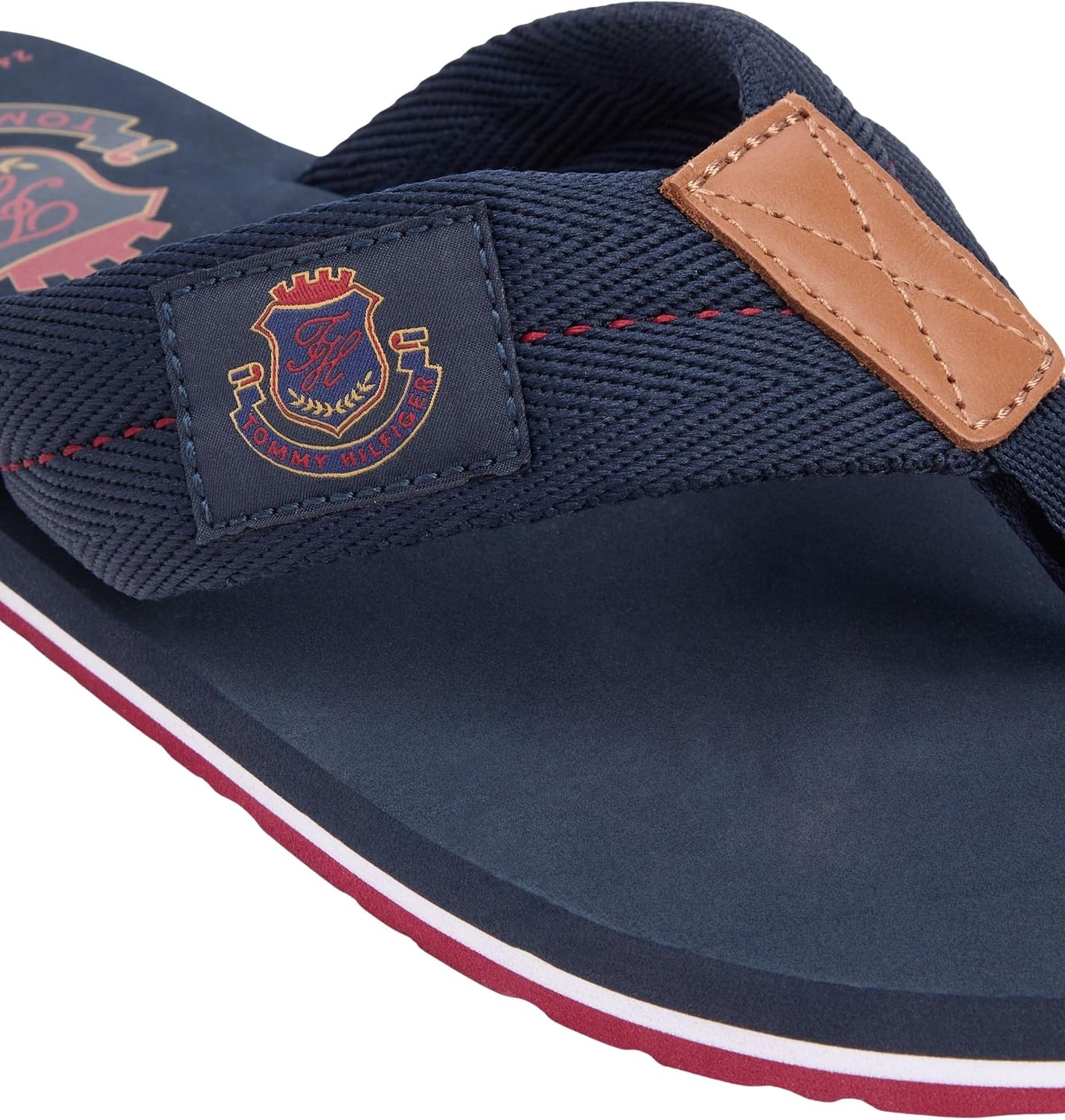 Detalle de Tommy Hilfiger Herren Patch Hilfiger Beach Sandal FM0FM05804 – Bequeme Sommer-Flip-Flops