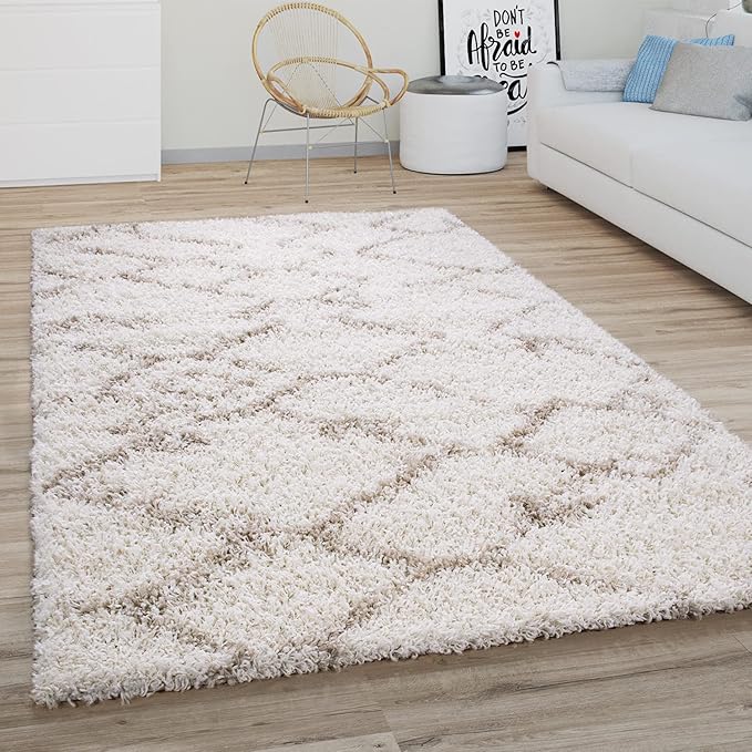 Detalle de Paco Home Alfombra Shaggy Crema Beige 80cm Boho Escandinava