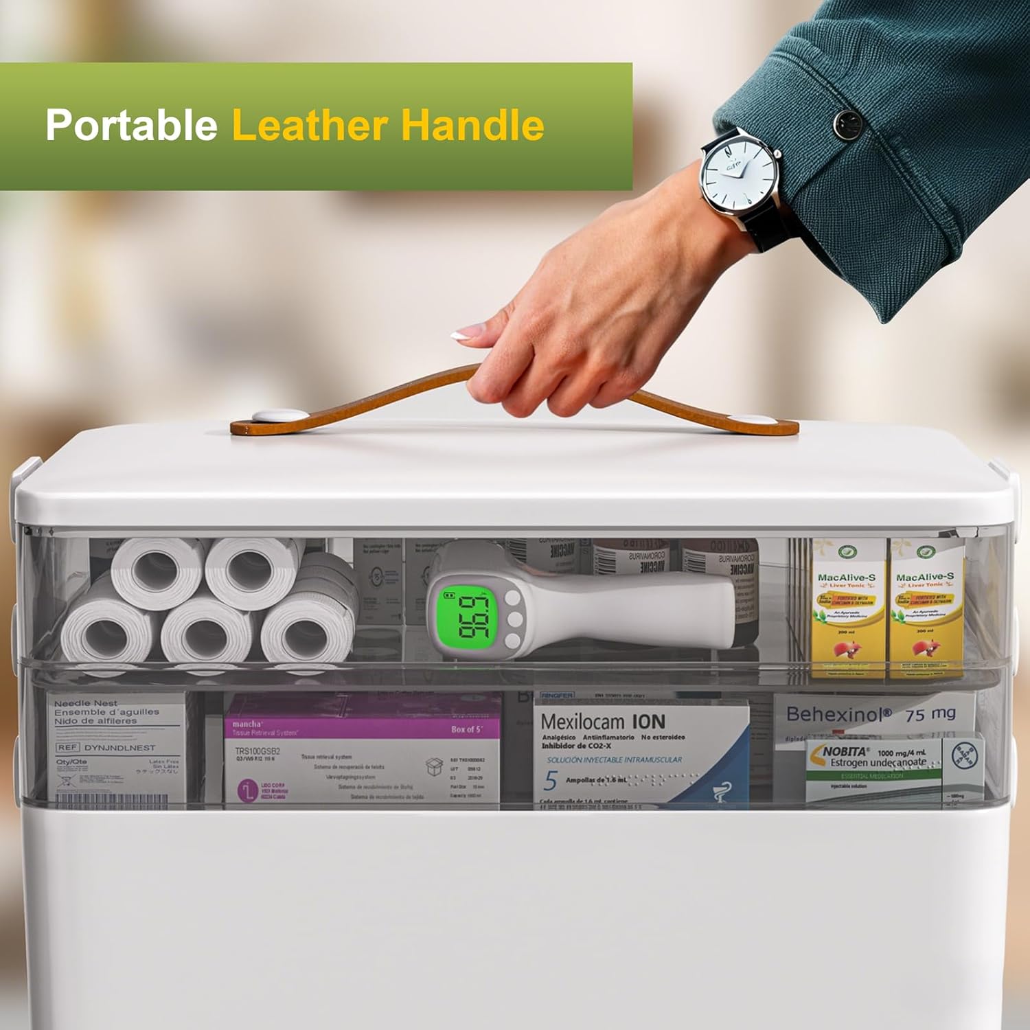 Thumbnail 5 de JOYBOS 3-Tier Medicine Storage Box Cabinet: Portable 3-Tier Organizer for Home Use