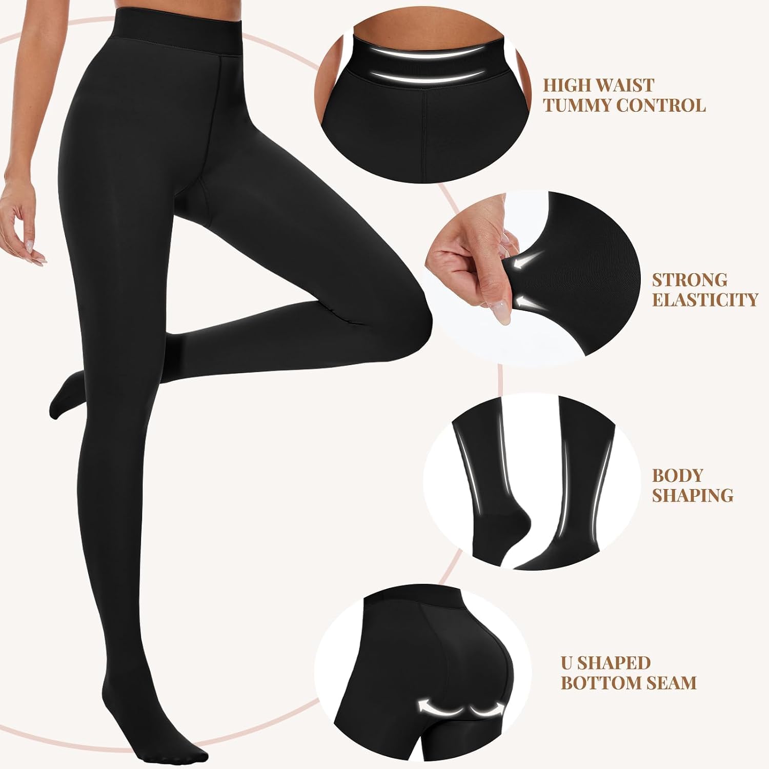 Thumbnail 2 de Gayhay Fleece-Lined Tights for Women, 2 Pairs, High-Waisted Sheer Look