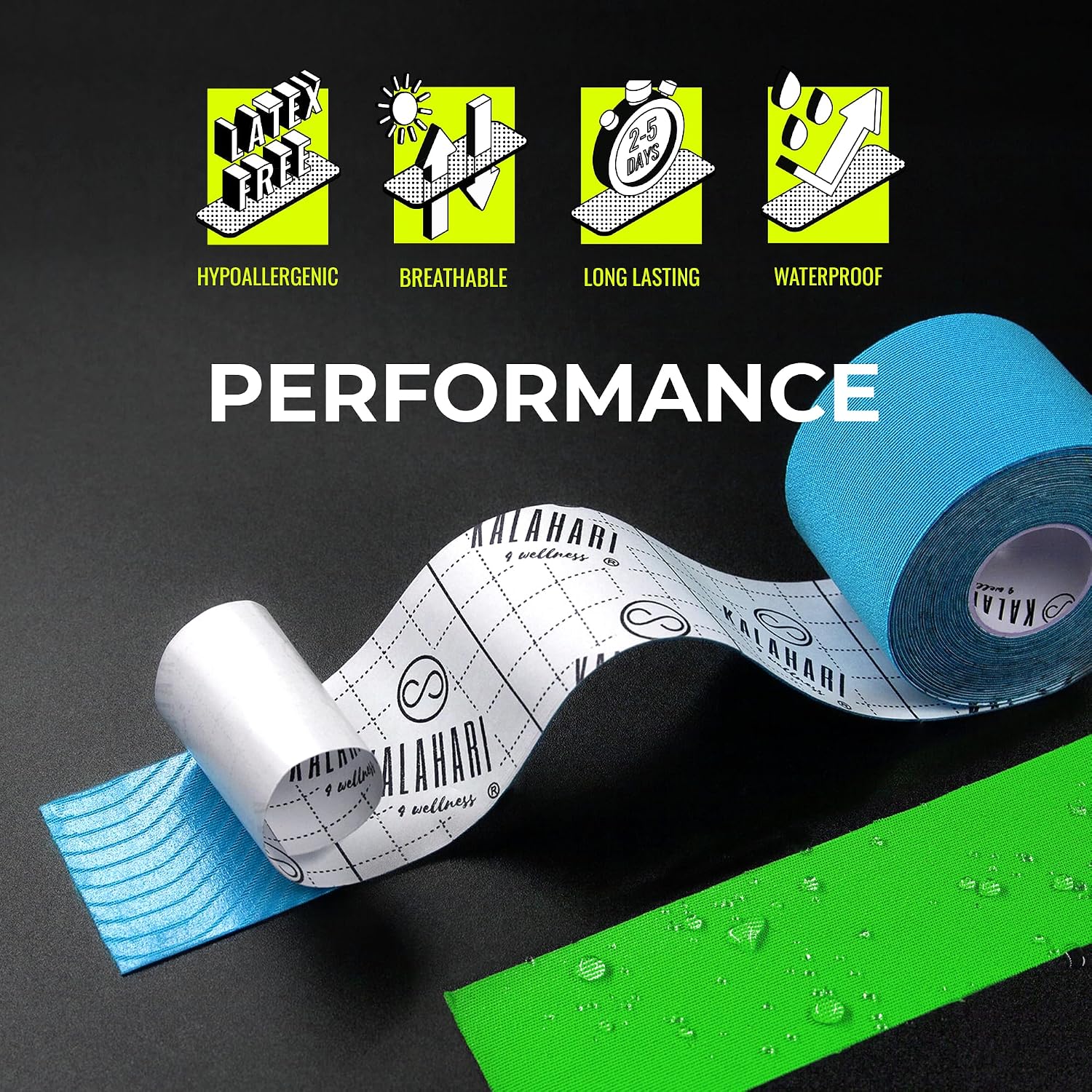 Detalle de KALAHARI 4 wellness KINESIOLOGY TAPE, rayon tape 5 cm x 5 m, 4 rollen