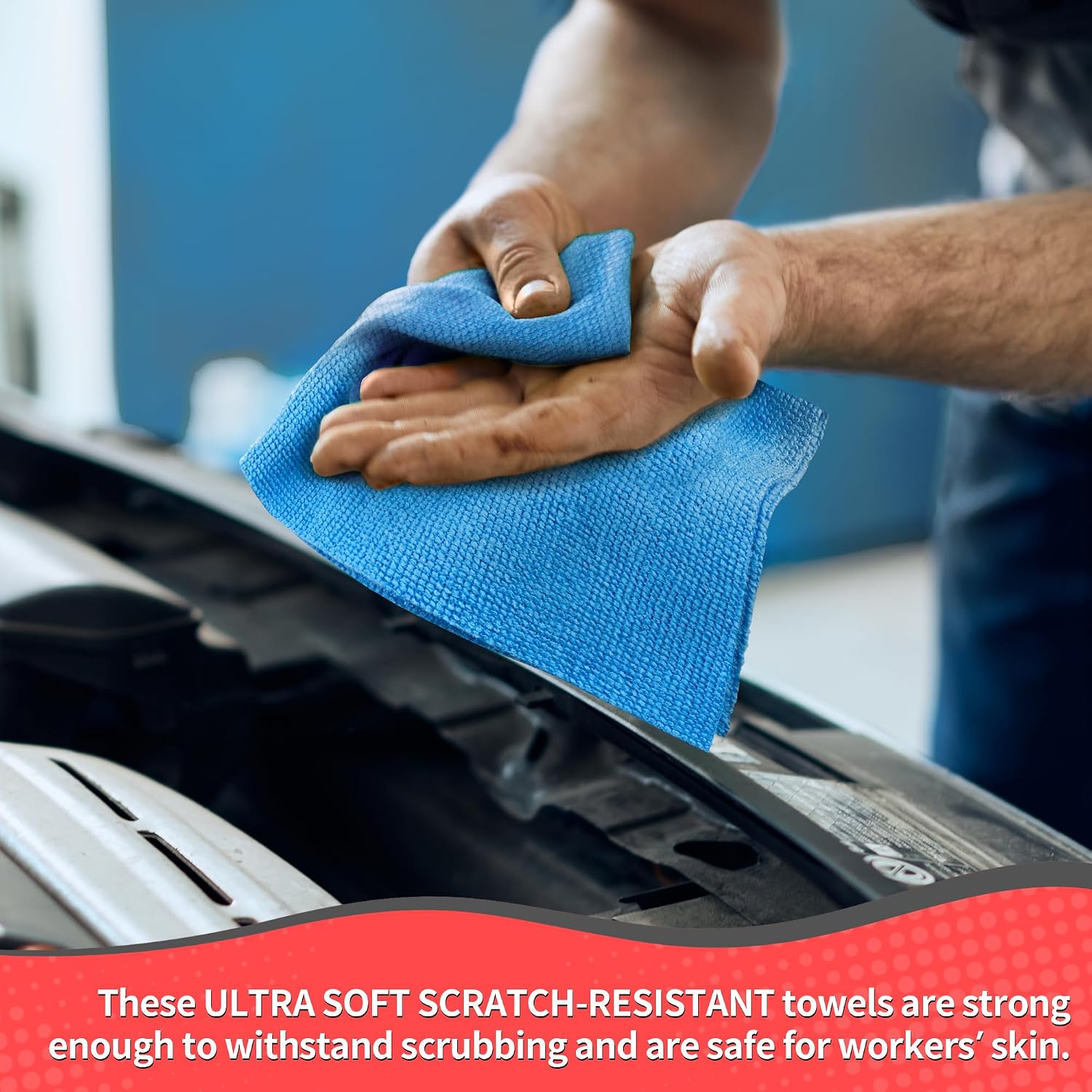 Detalle 2 de HOMERHYME Shop Towels: 100-Pack Microfiber Cloths (11.5" x 11.5"), Lint-Free & Scratch-Free for Cars, Garages, and More