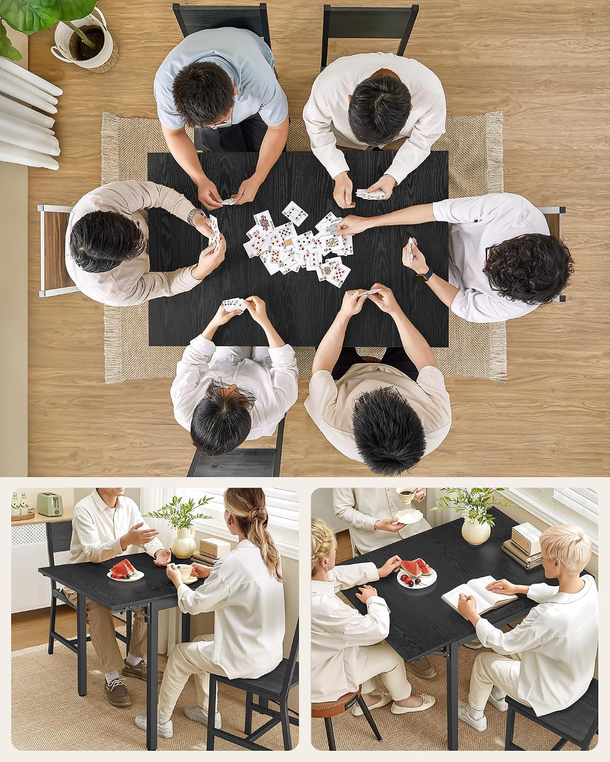 Detalle 1 de VASAGLE BARNET KDT077B03 opklapbare eettafel voor 2-4 personen, zwart