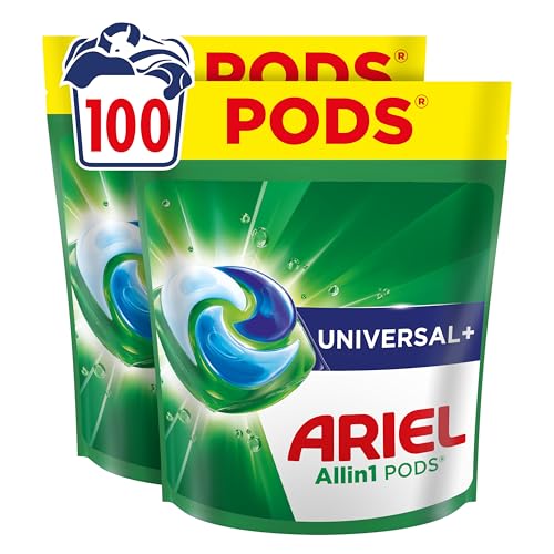 Detalle de Ariel Pods Universal+ Waschmittel, 100 Wäschen – Flecken entfernen schon bei der ersten Wäsche