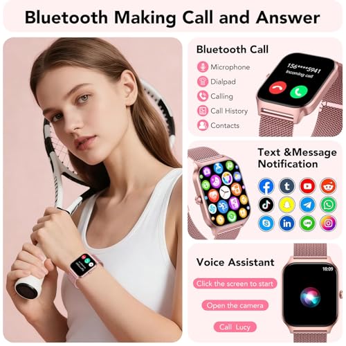 Detalle de CASCHO Reloj Inteligente para Mujer 1.85" HD con Llamadas, 120+ Modos Deportivos y Monitor de Salud