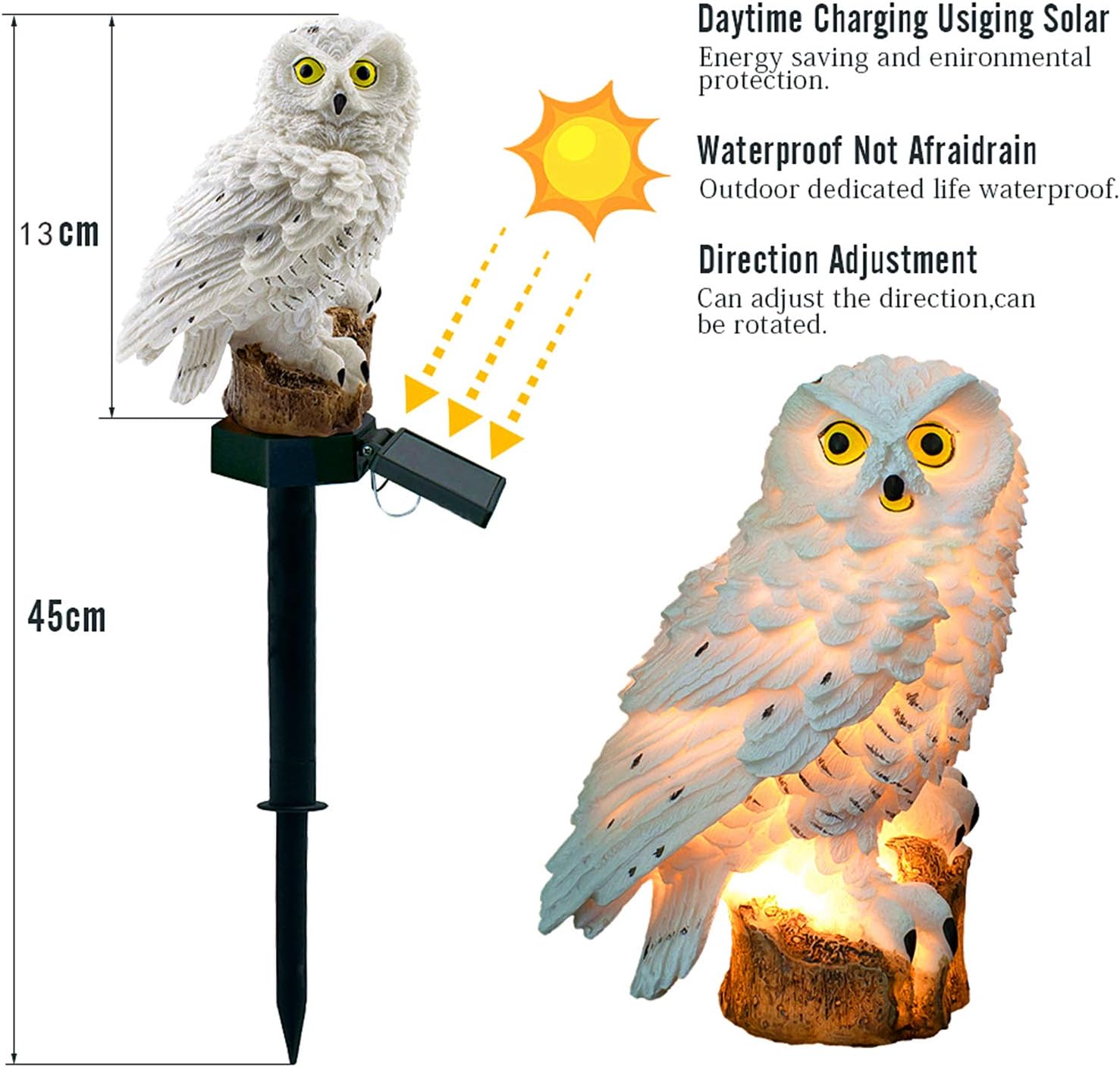 Detalle de Apluskis Solar Owl LED Garden Light 45cm