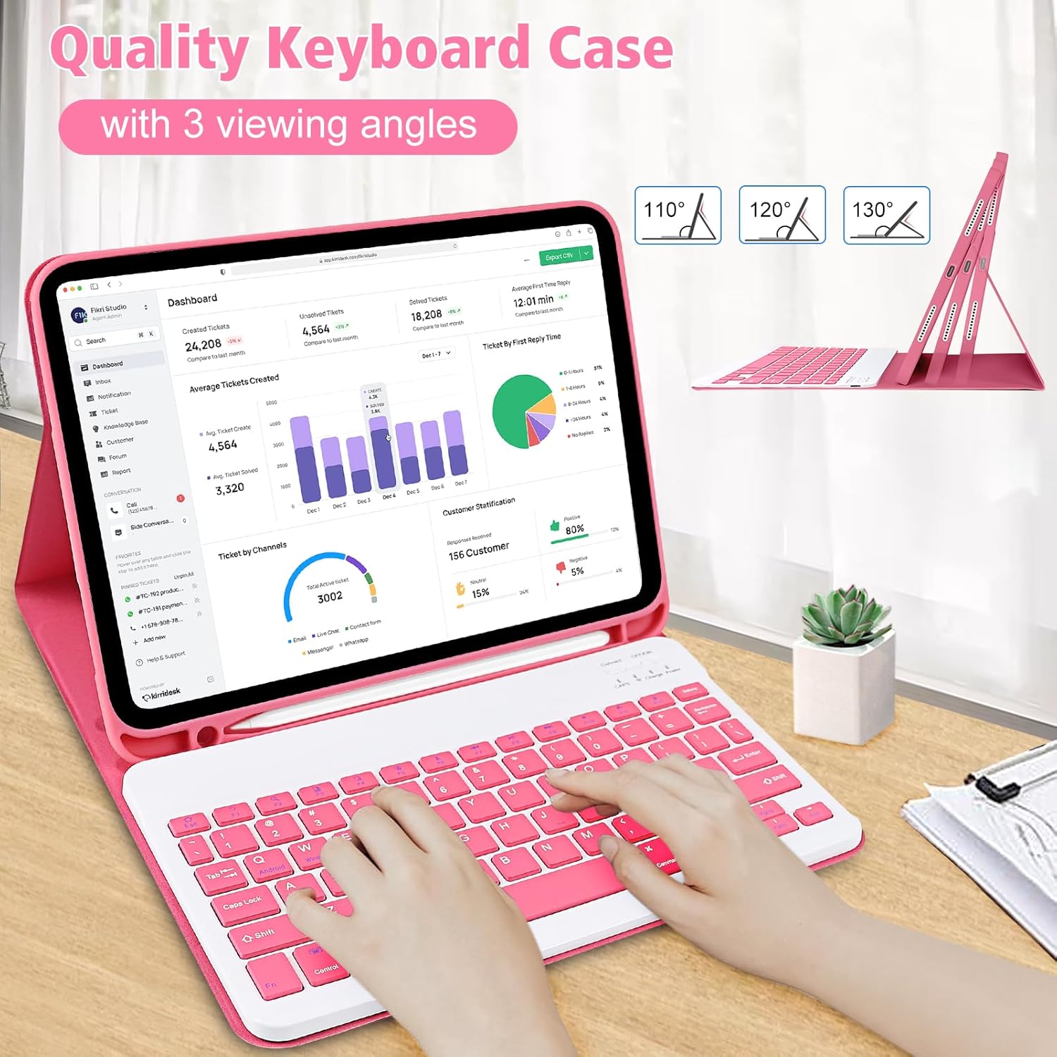 Thumbnail 3 de AGARELE iPad Keyboard Case A16 11th Gen Pink