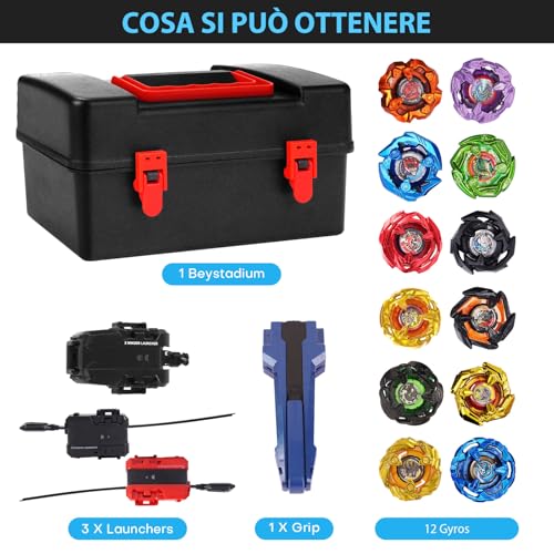 Detalle de DEZAWRTY X set da battaglia per trottole a scatola – Battle Spinner in confezione completa