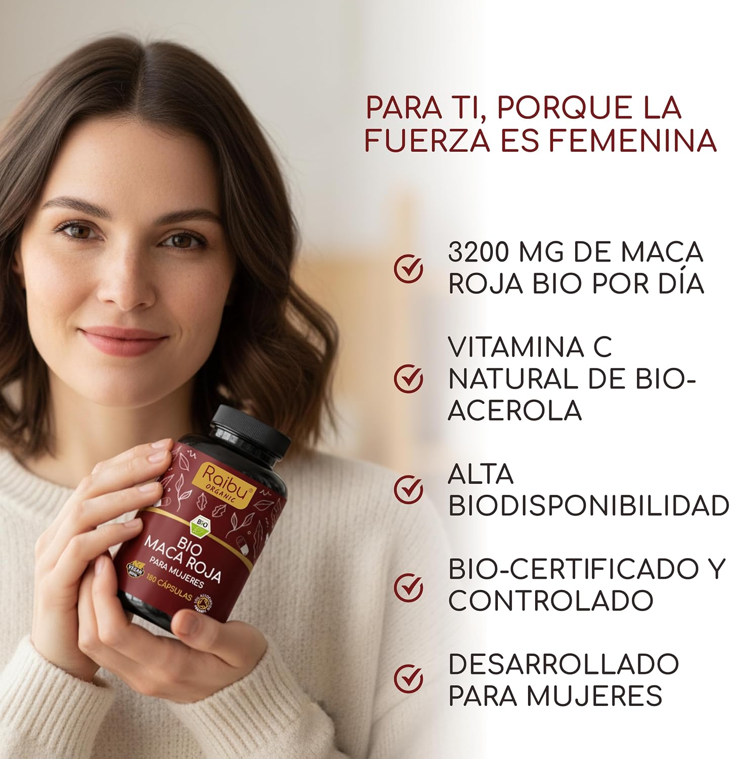 Detalle 1 de Maca Roja BIO Peruana 180 cápsulas